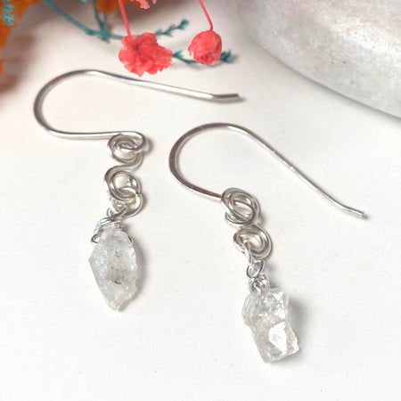 Natural Herkimer diamond earrings | Sterling silver | April birthstone gift
