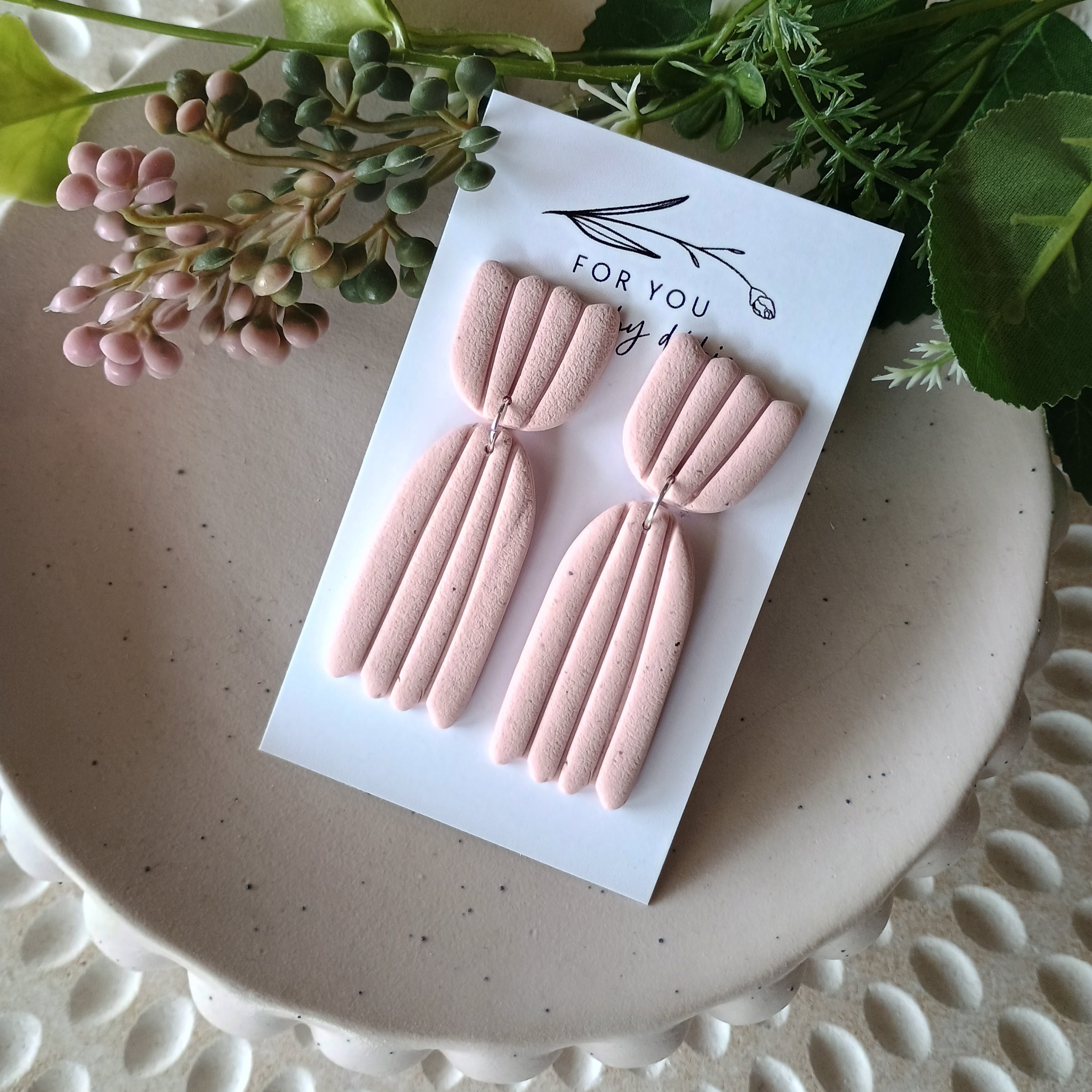 Sand mixed pink polymer clay earrings