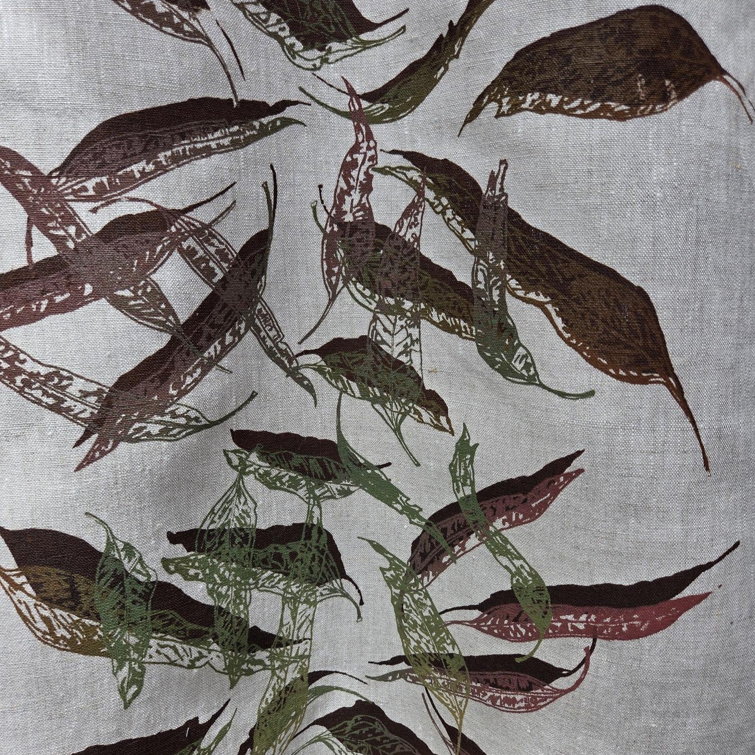 Hand screen printed Linen Tea Towels-Fallen Leaves