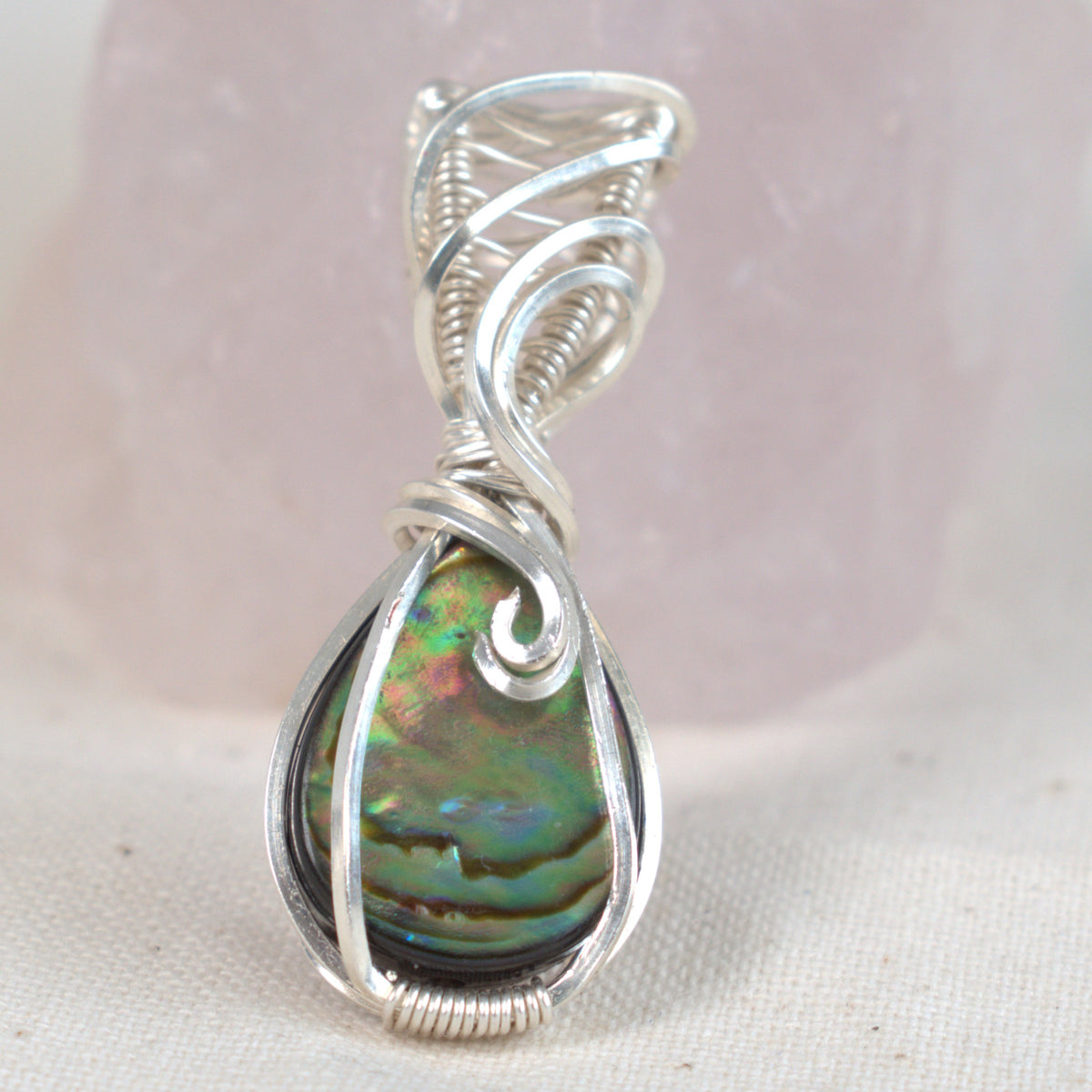 Wire-wrapped Abalone Doublet Keepsake Pendant