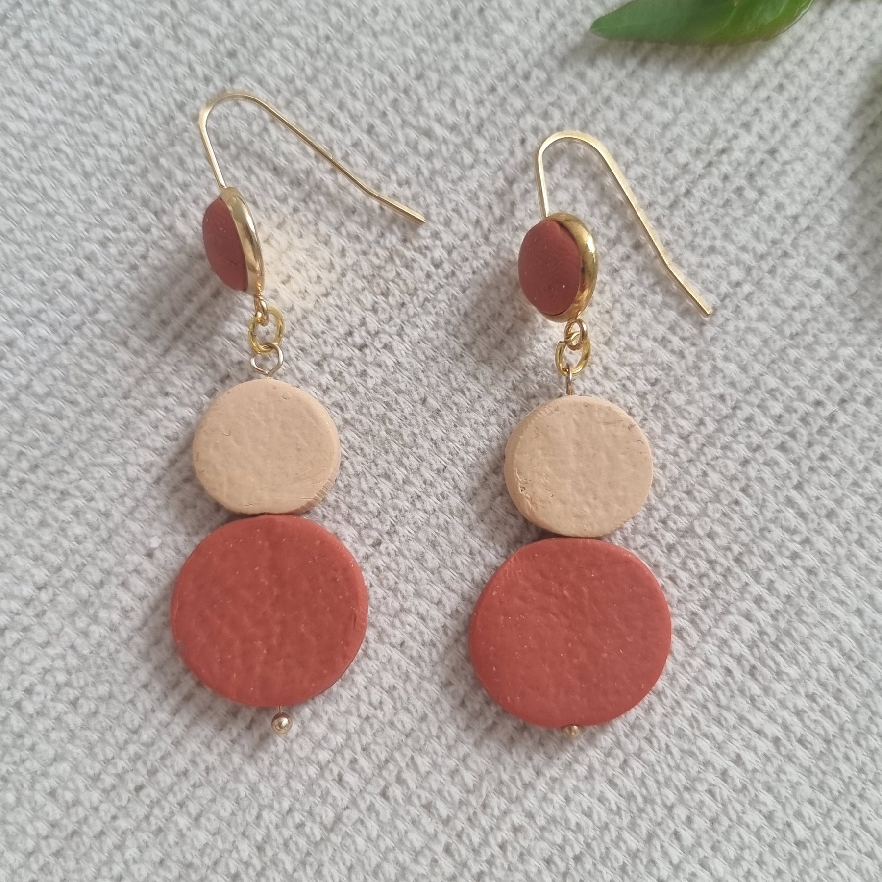 Autumn Layers - Orange and beige organic shaped dangles , modern haloween earrings