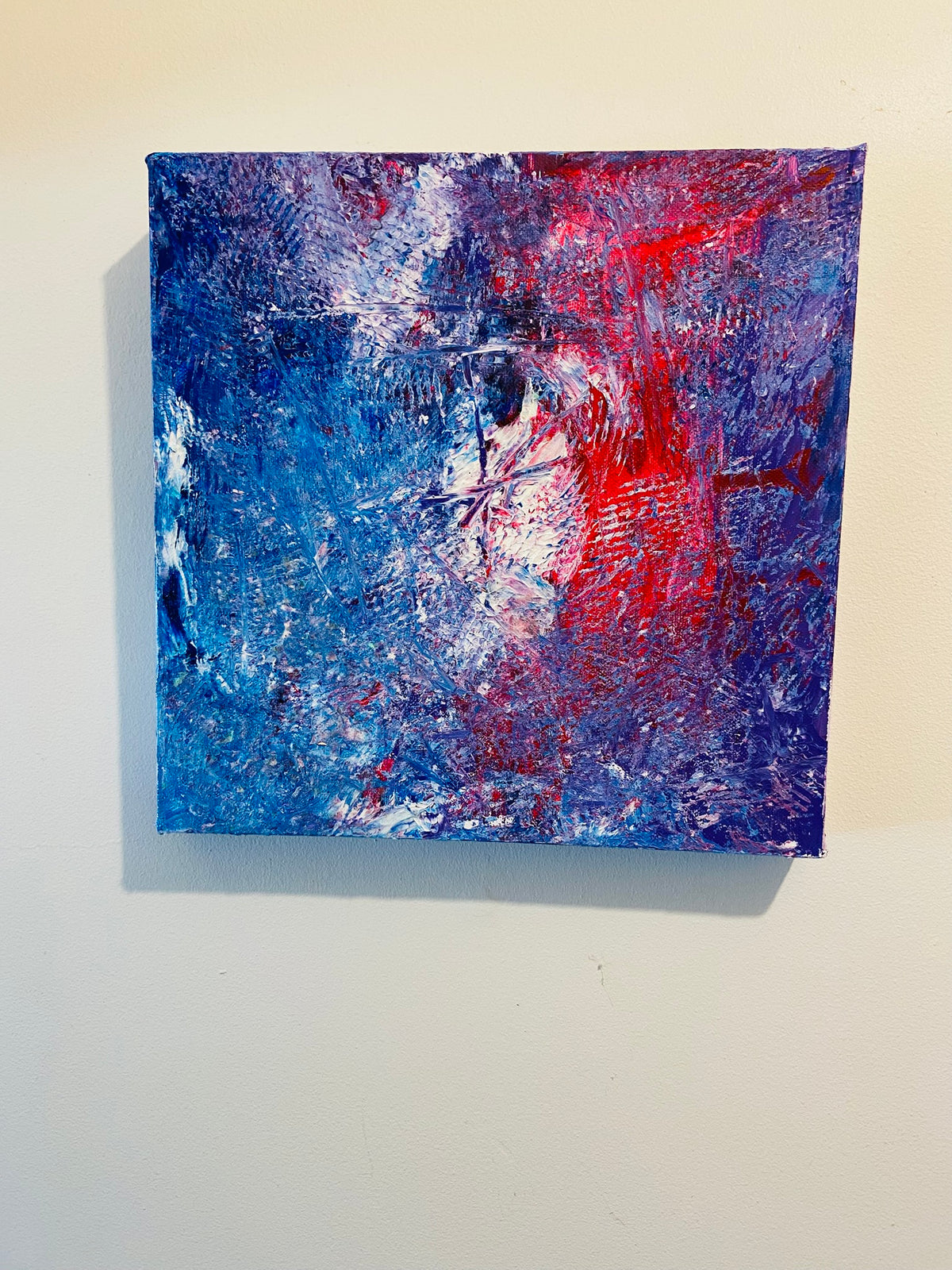 3D Abstract Acrylic Canvas Painting: Colorful Wall Art by Margo Humphries (30.5x30.5cm)