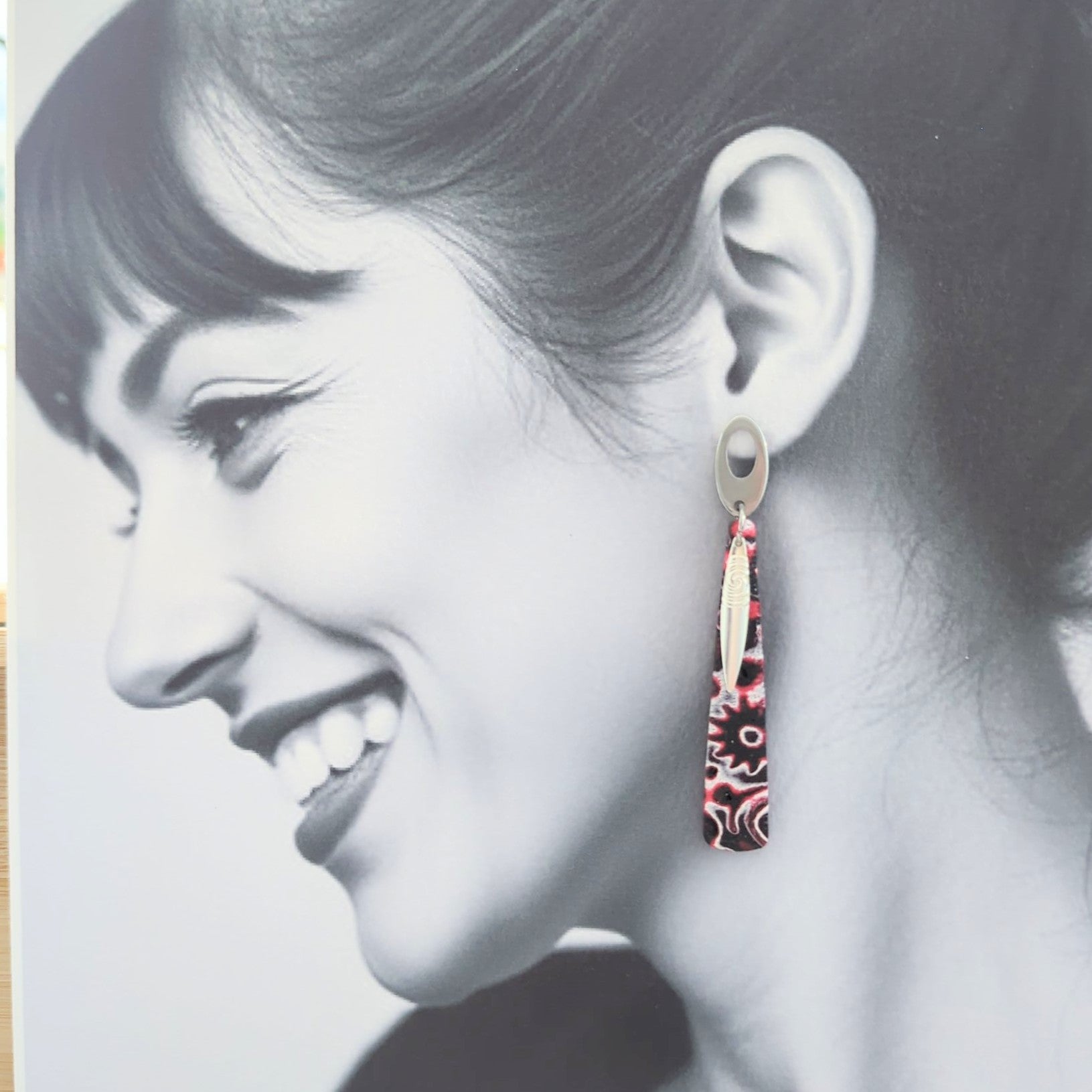 Mokume Gane Earrings in Red