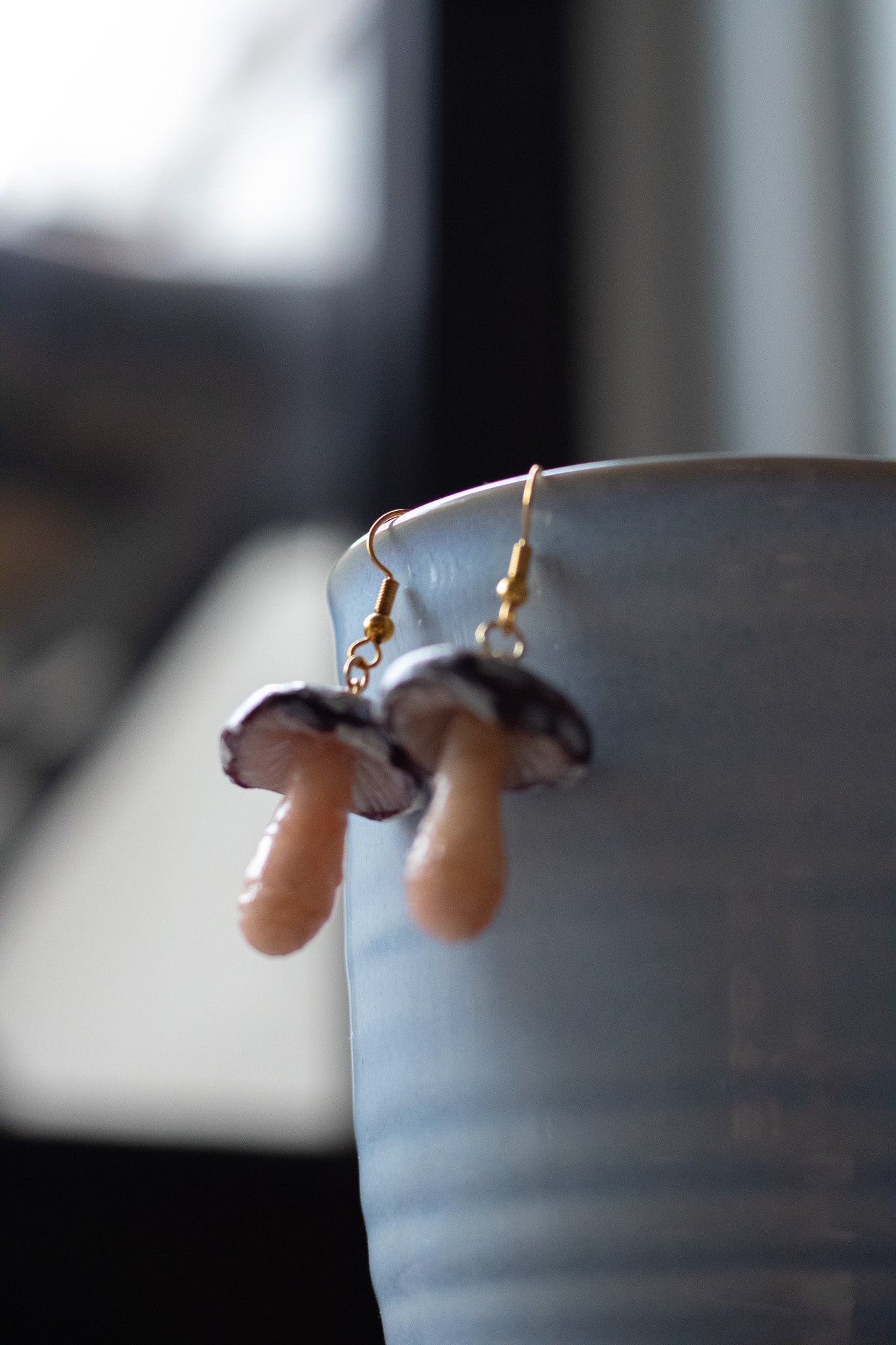 Dark Red Mushroom Earrings