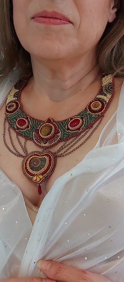 Beaded ammonite collar/necklace
