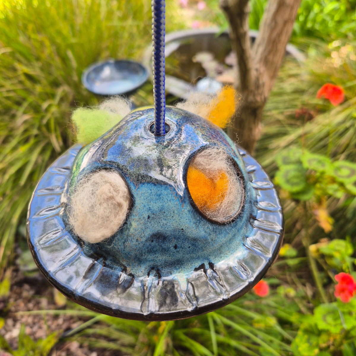 Birds Nest Material Holder - Ceramic Garden Ornament