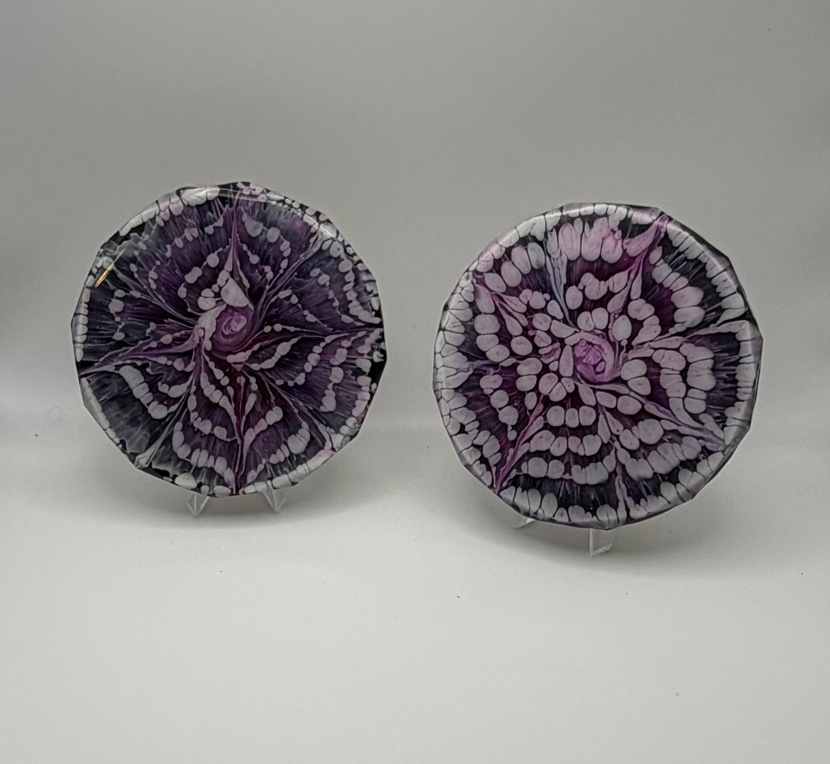 Handcrafted Purple Bloom Resin Coasters - set of 4