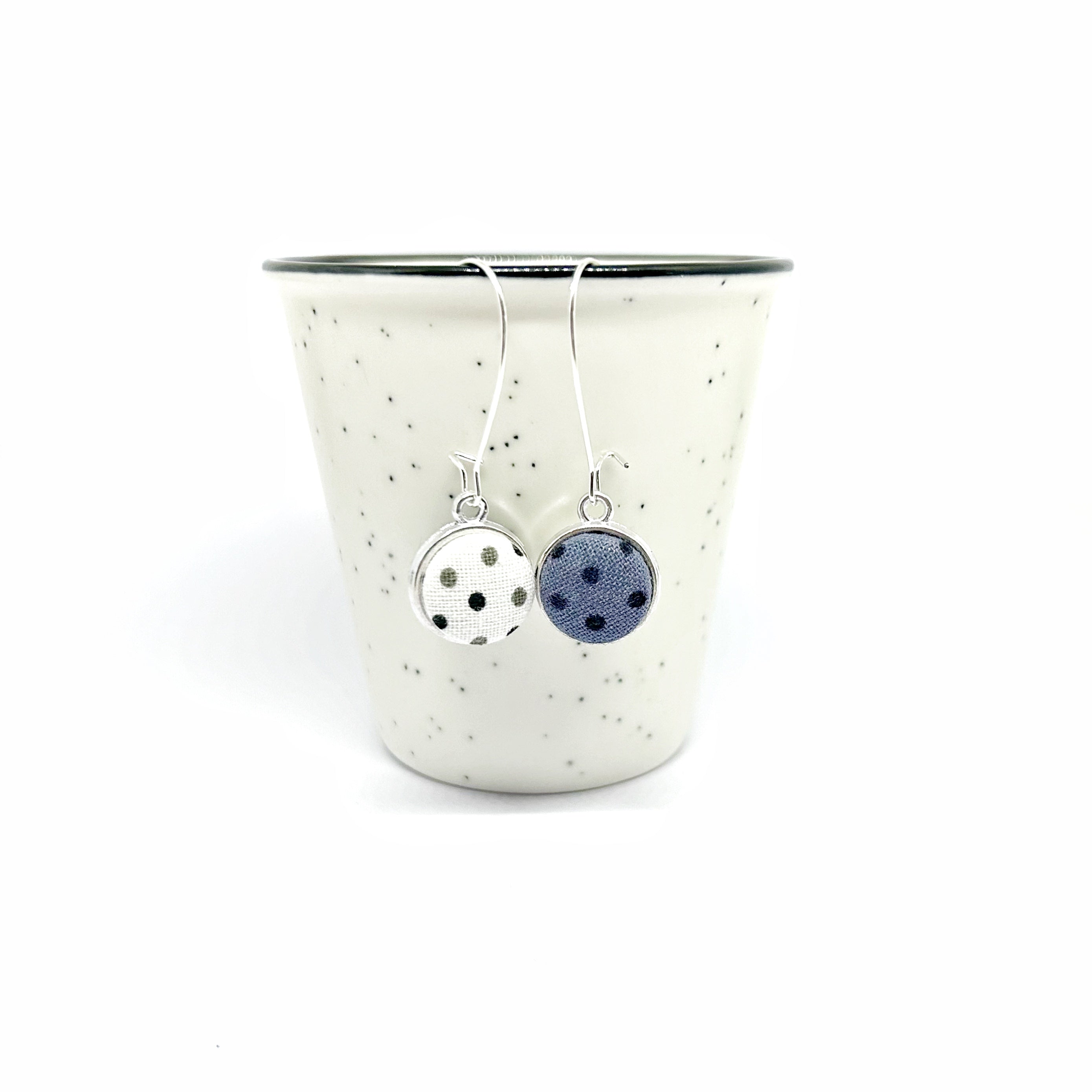 Double Sided Earrings - Black and Grey Spots