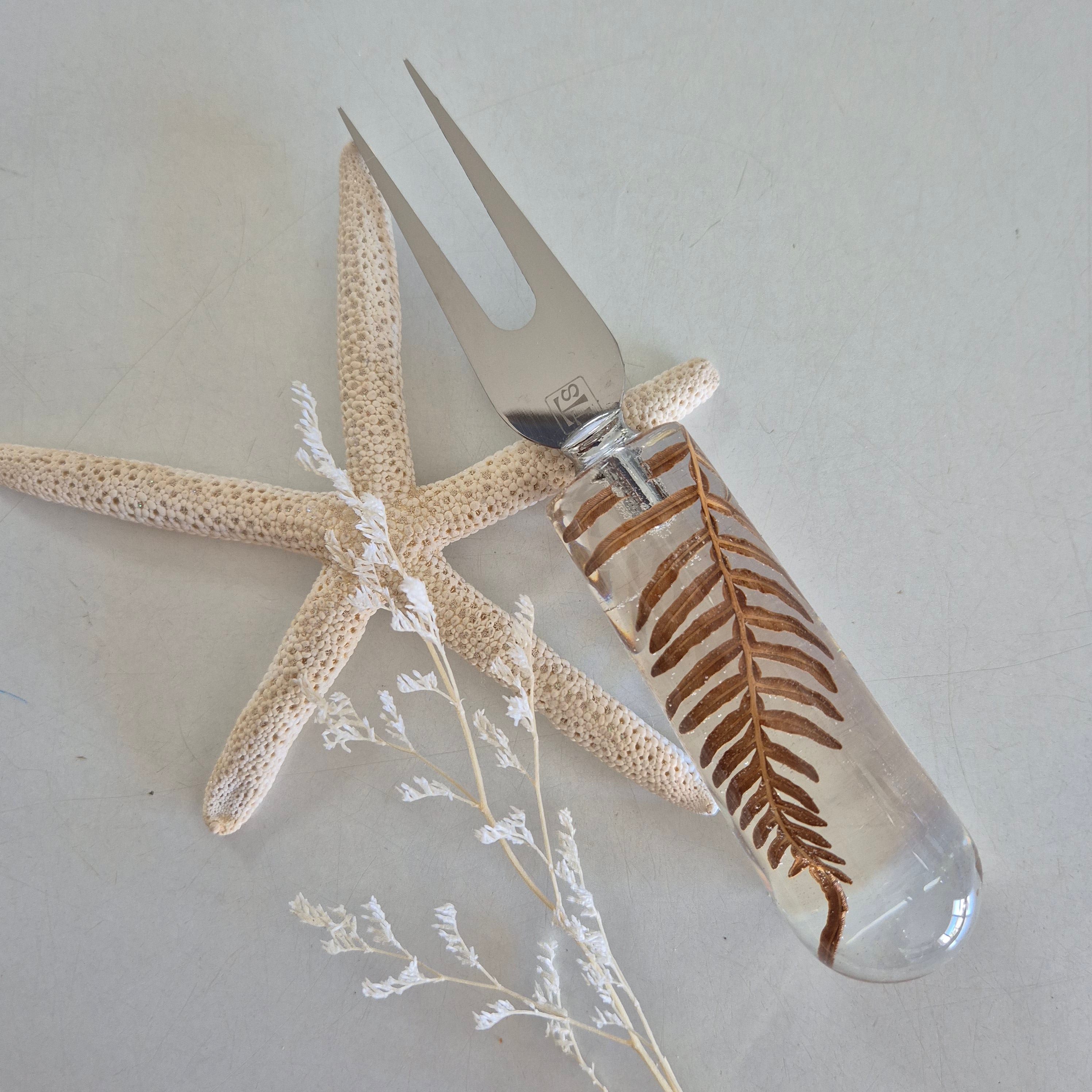 Handmade resin cheese knives with inlaid stones or botanicals