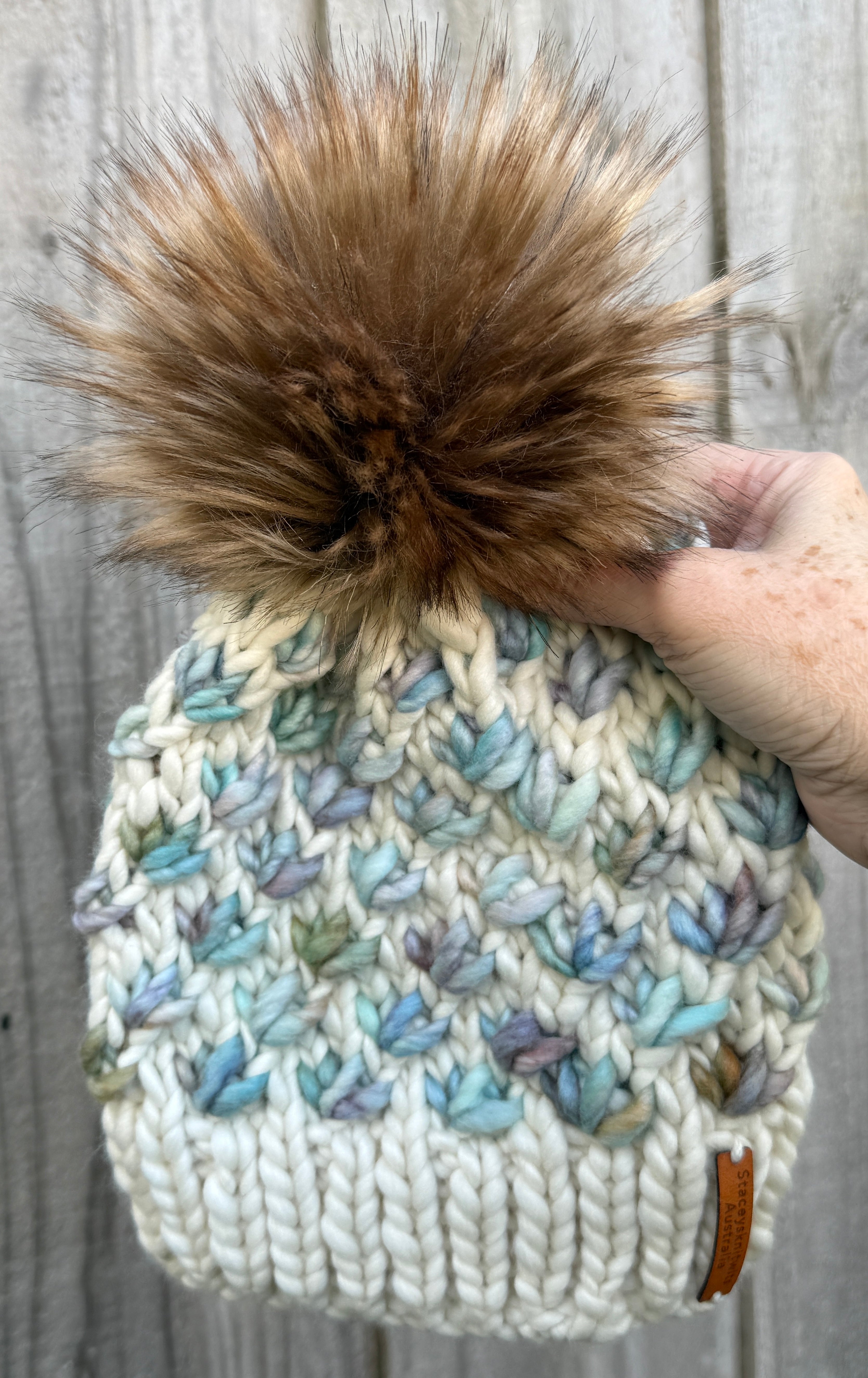 Ladies Beanie, Pompom Beanie, Lotus Flower Beanie