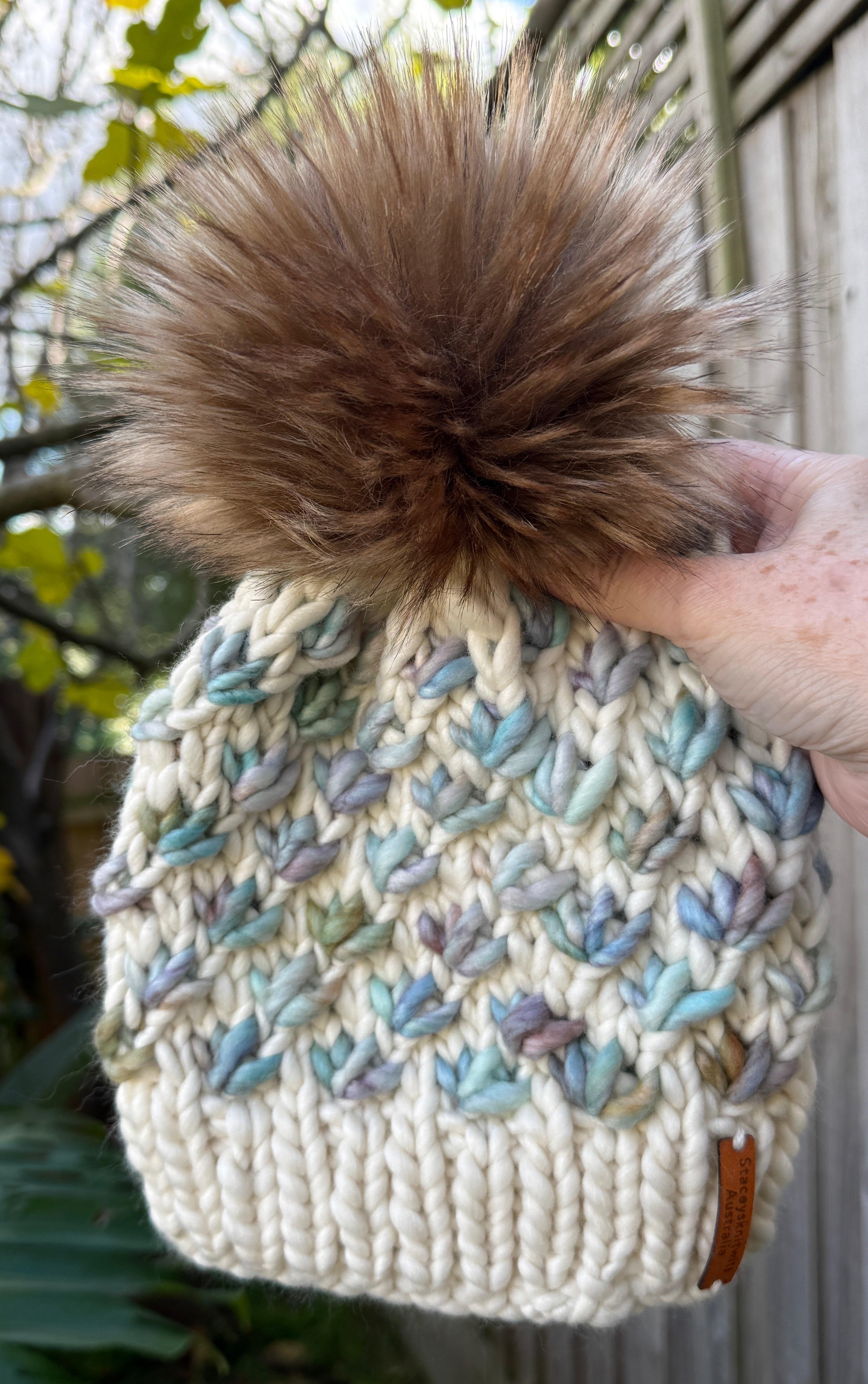 Ladies Beanie, Pompom Beanie, Lotus Flower Beanie