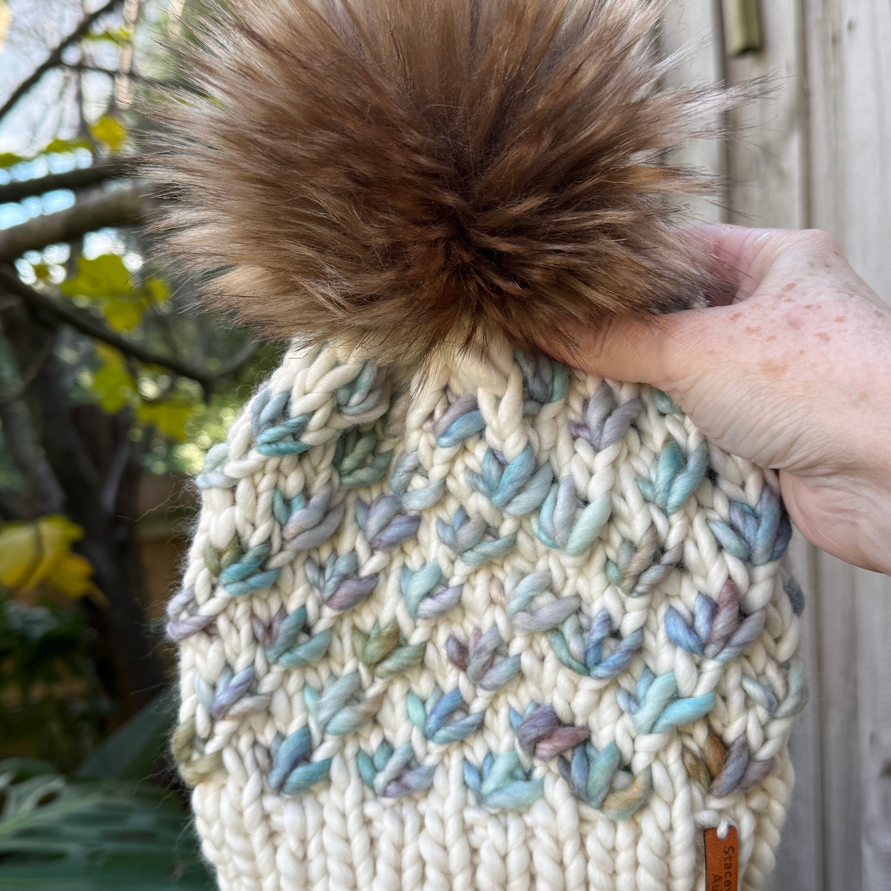 Ladies Beanie, Pompom Beanie, Lotus Flower Beanie