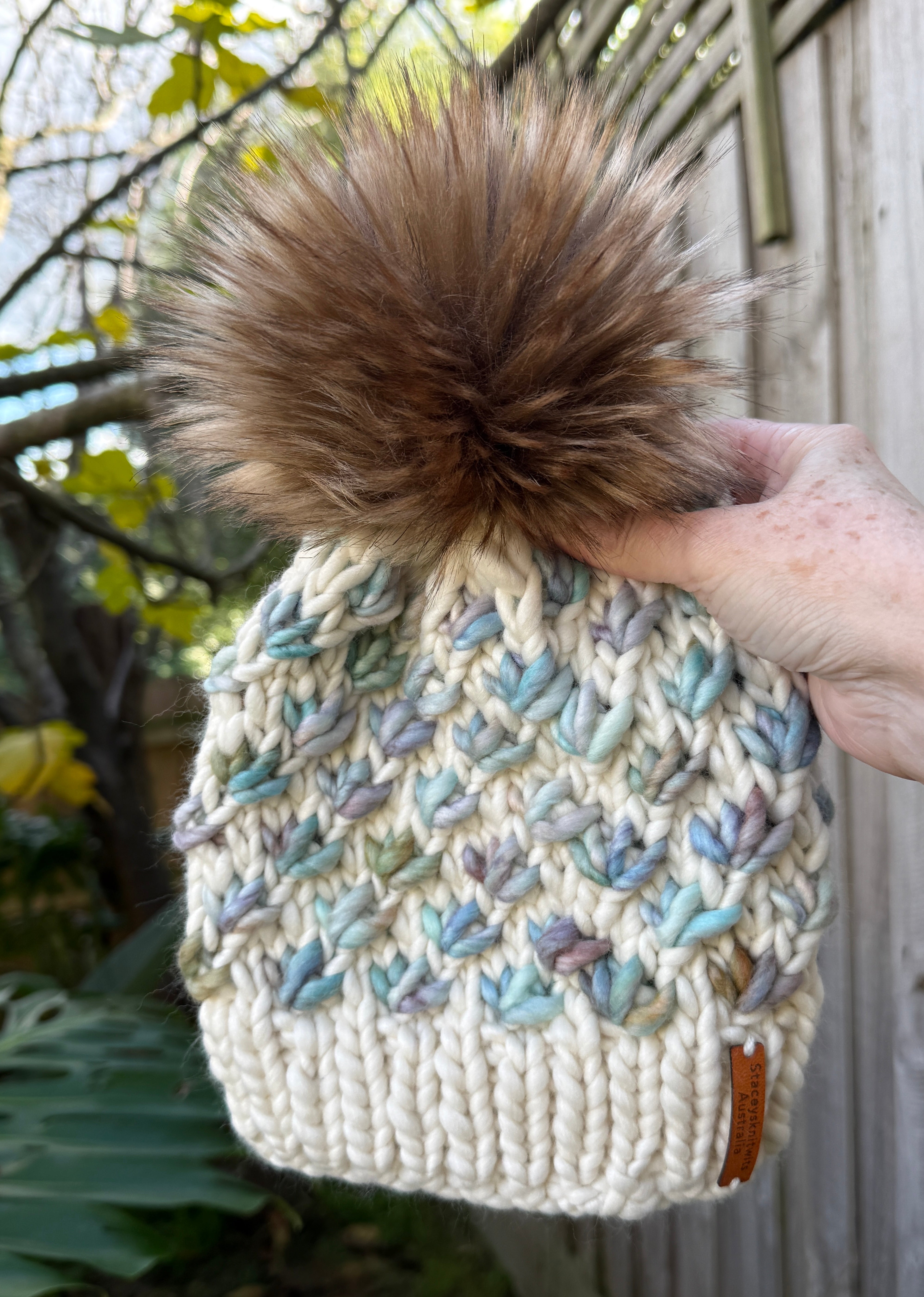 Ladies Beanie, Pompom Beanie, Lotus Flower Beanie