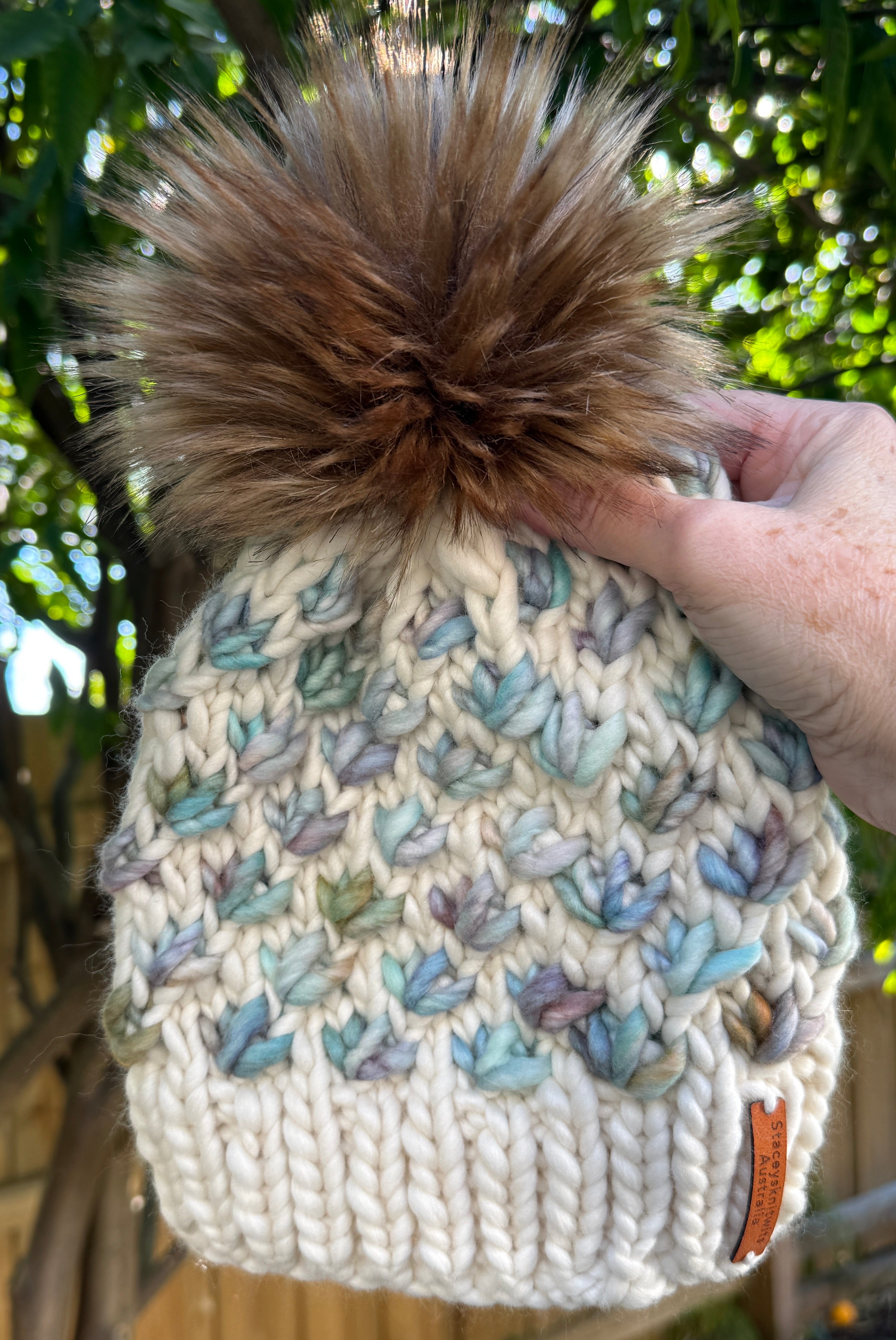 Ladies Beanie, Pompom Beanie, Lotus Flower Beanie