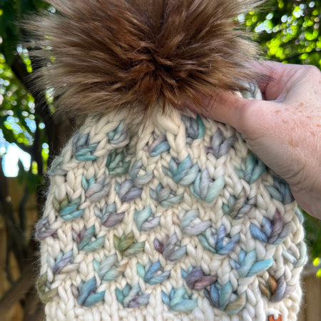 Ladies Beanie, Pompom Beanie, Lotus Flower Beanie