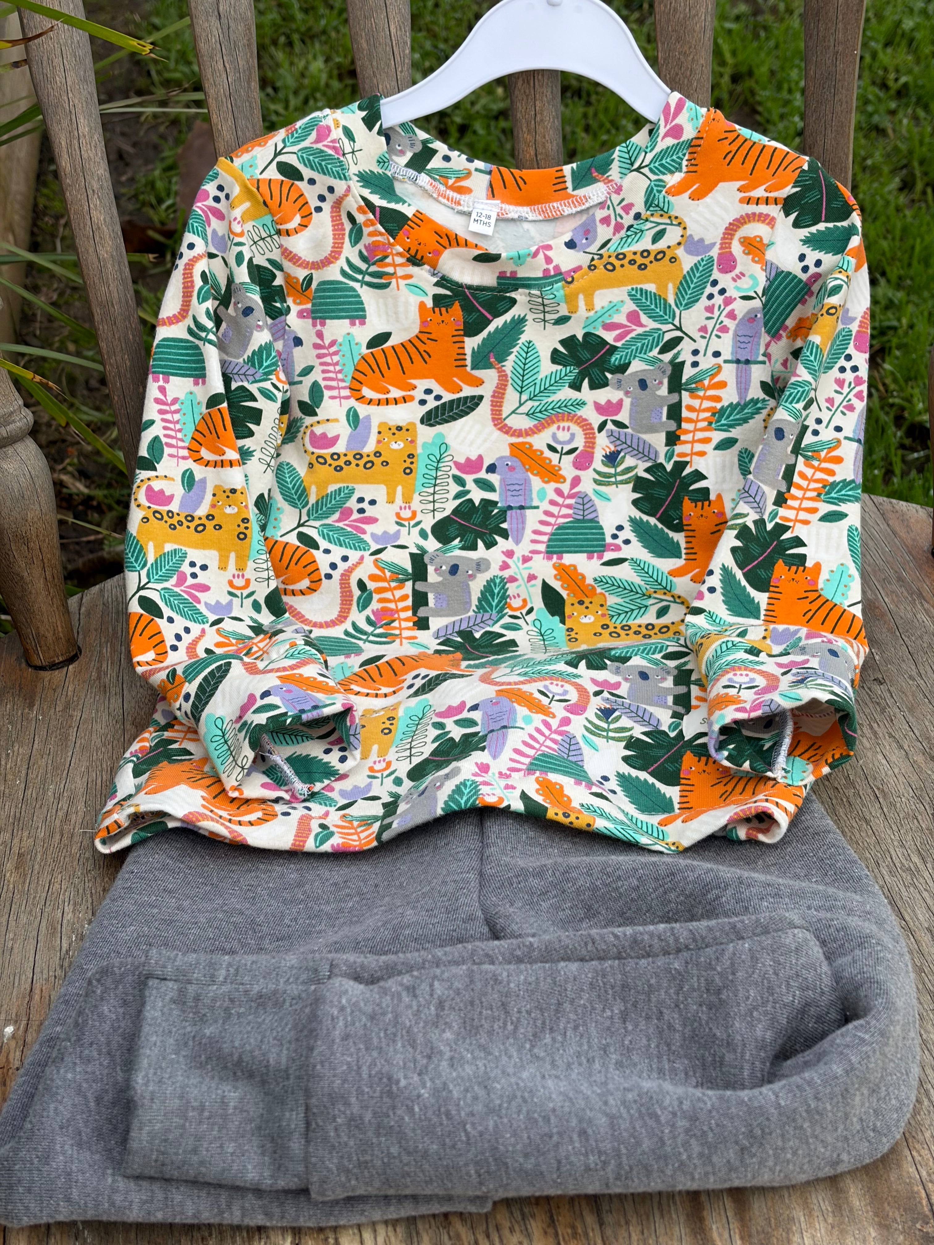 Handmade Jungle Animal Lounge Set | Baby & Toddler Tee shirt and Leggings