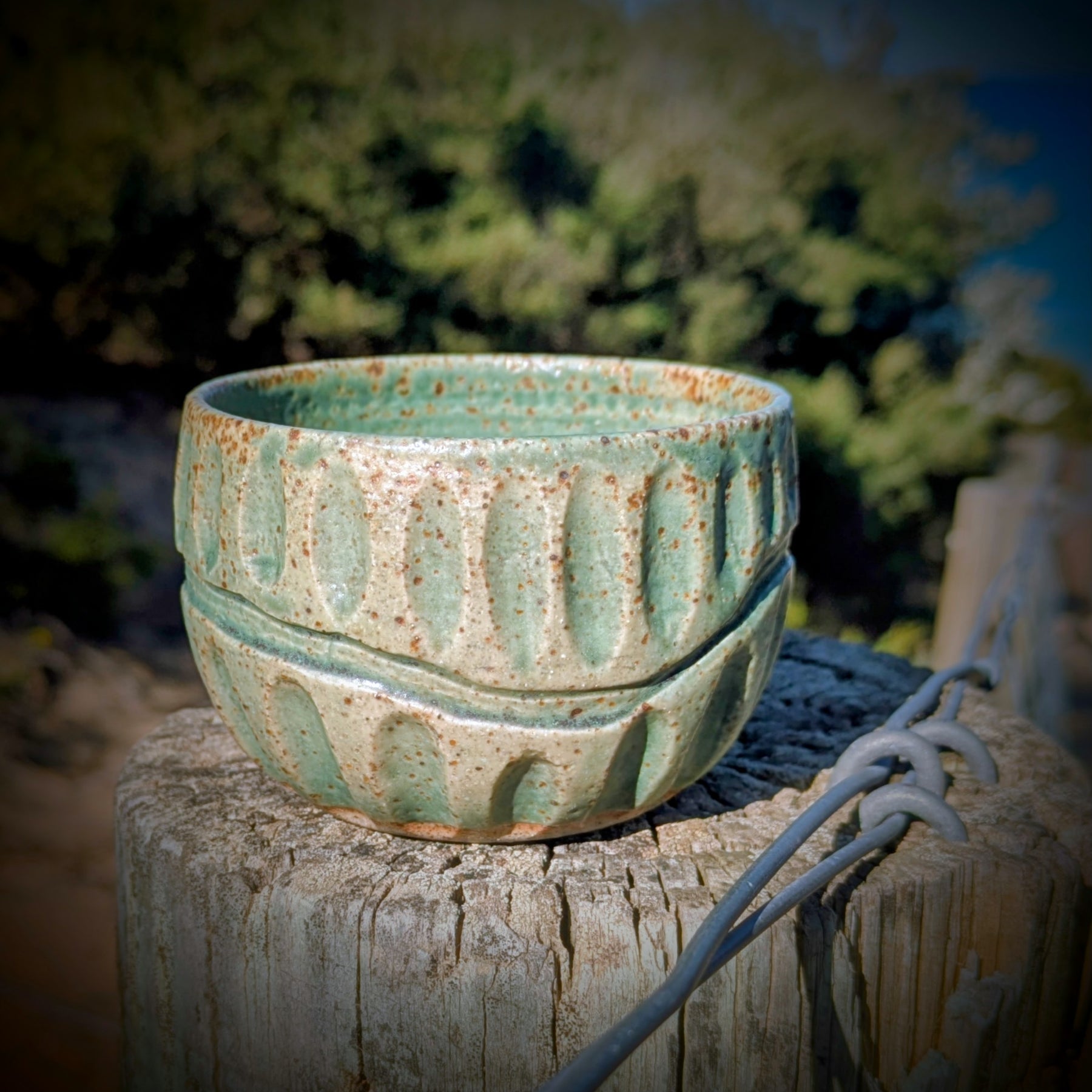 Gum leaf green fluted coffee bowl