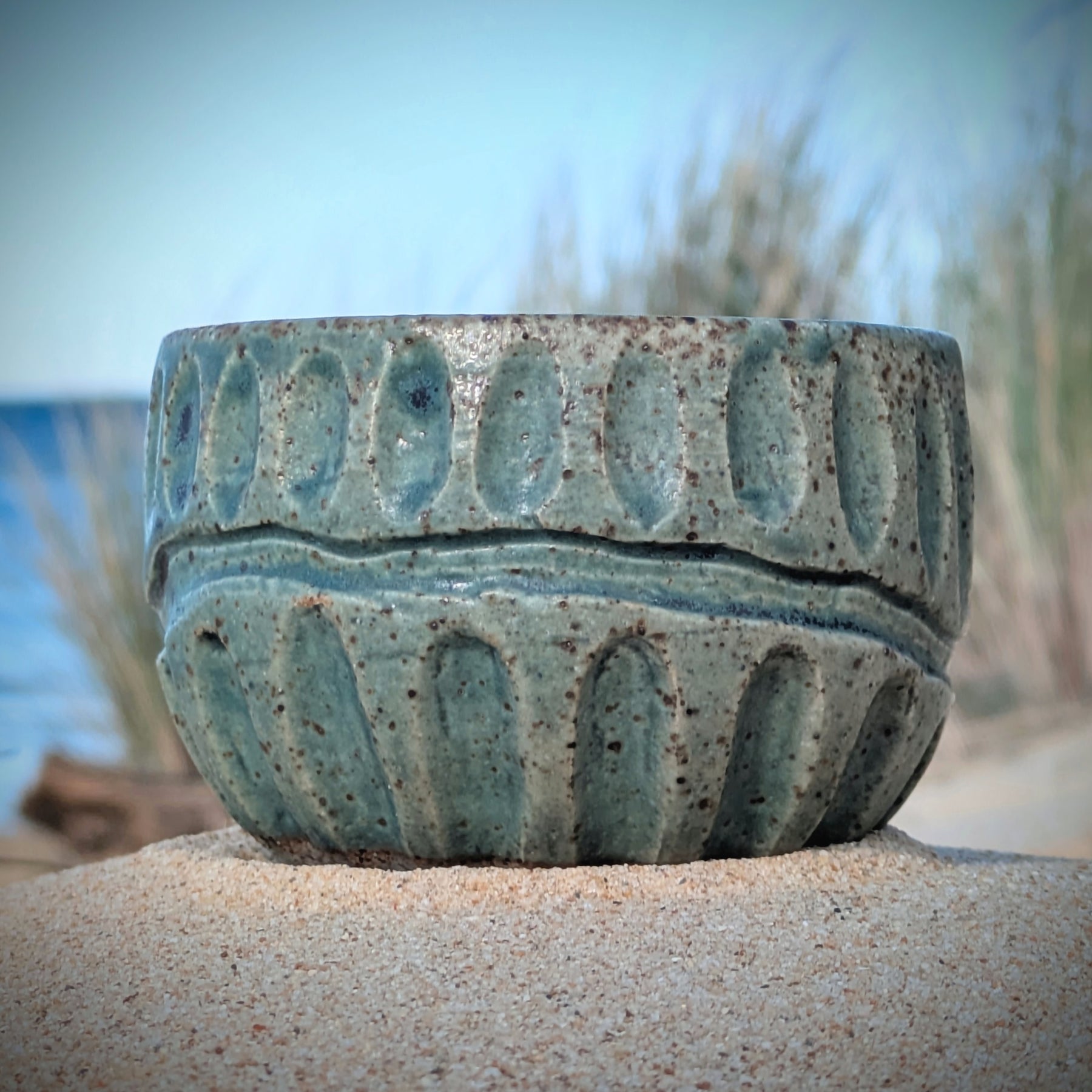 Gum leaf green fluted coffee bowl