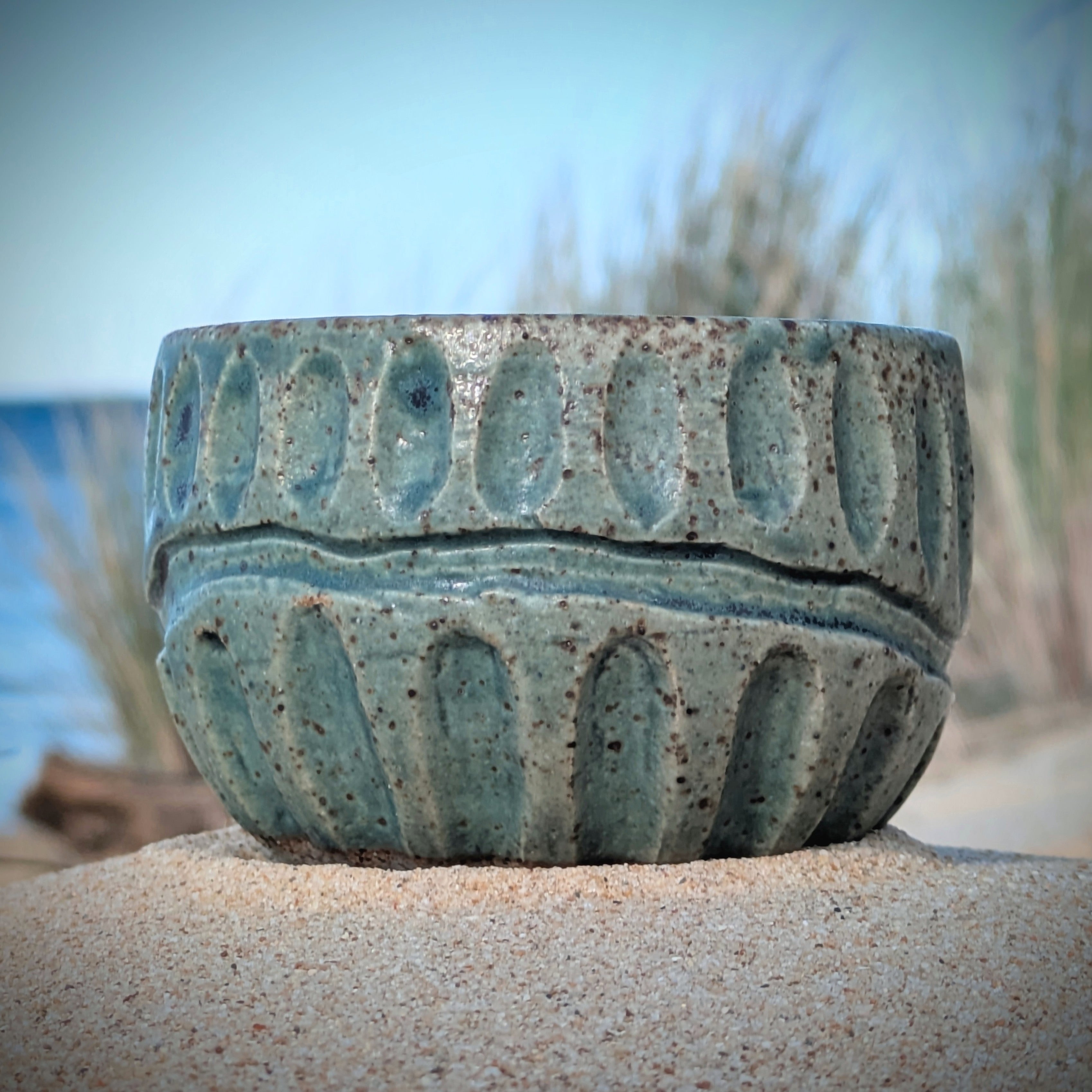 Gum leaf green fluted coffee bowl