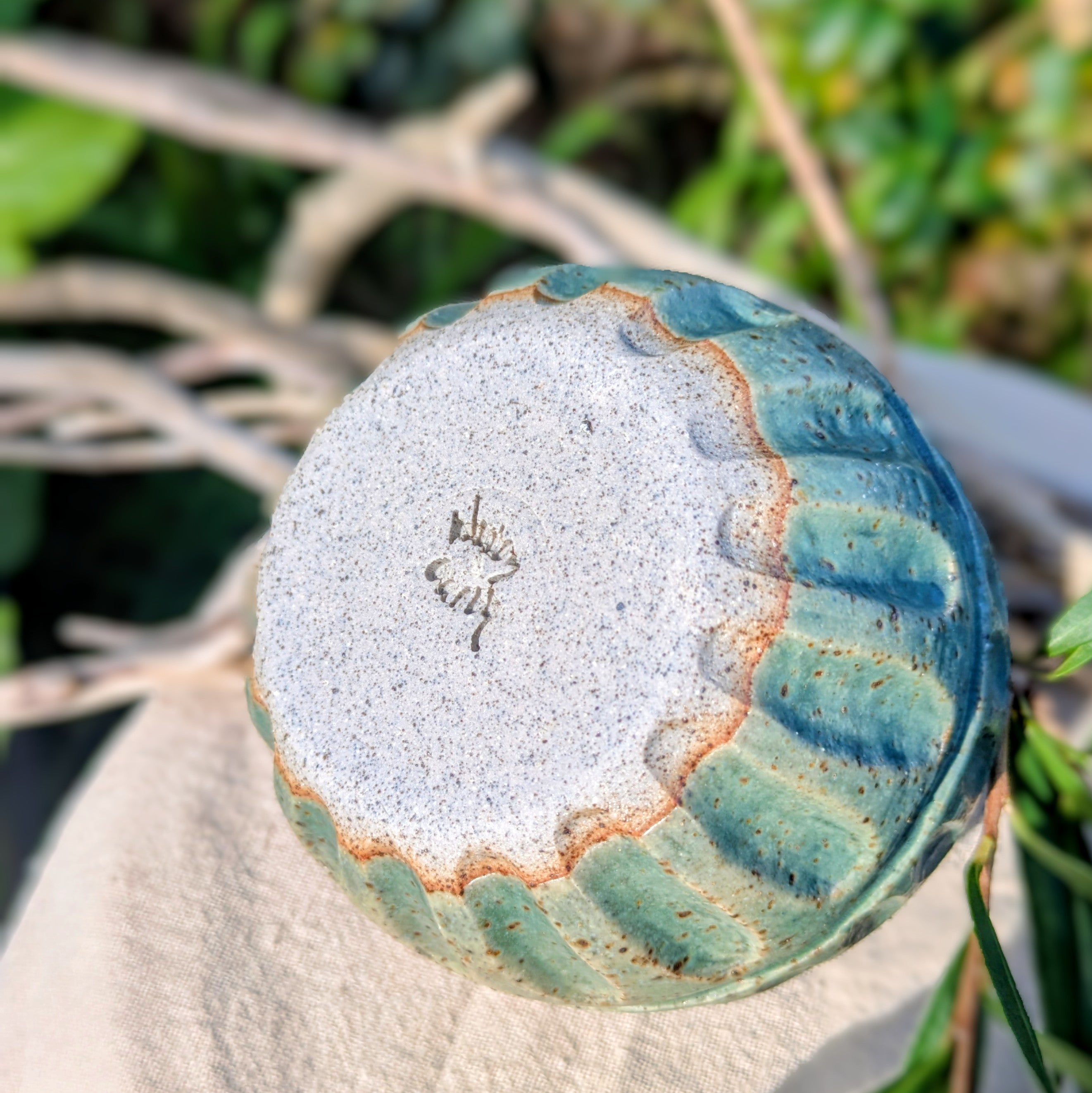 Gum leaf green fluted coffee bowl
