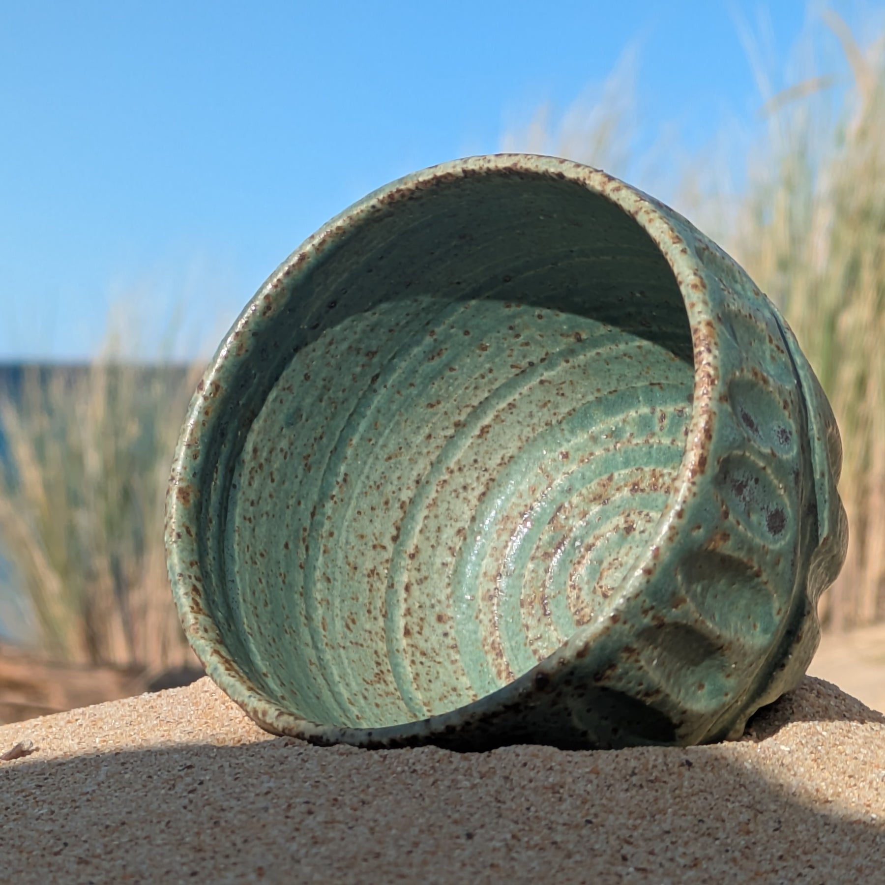 Gum leaf green fluted coffee bowl
