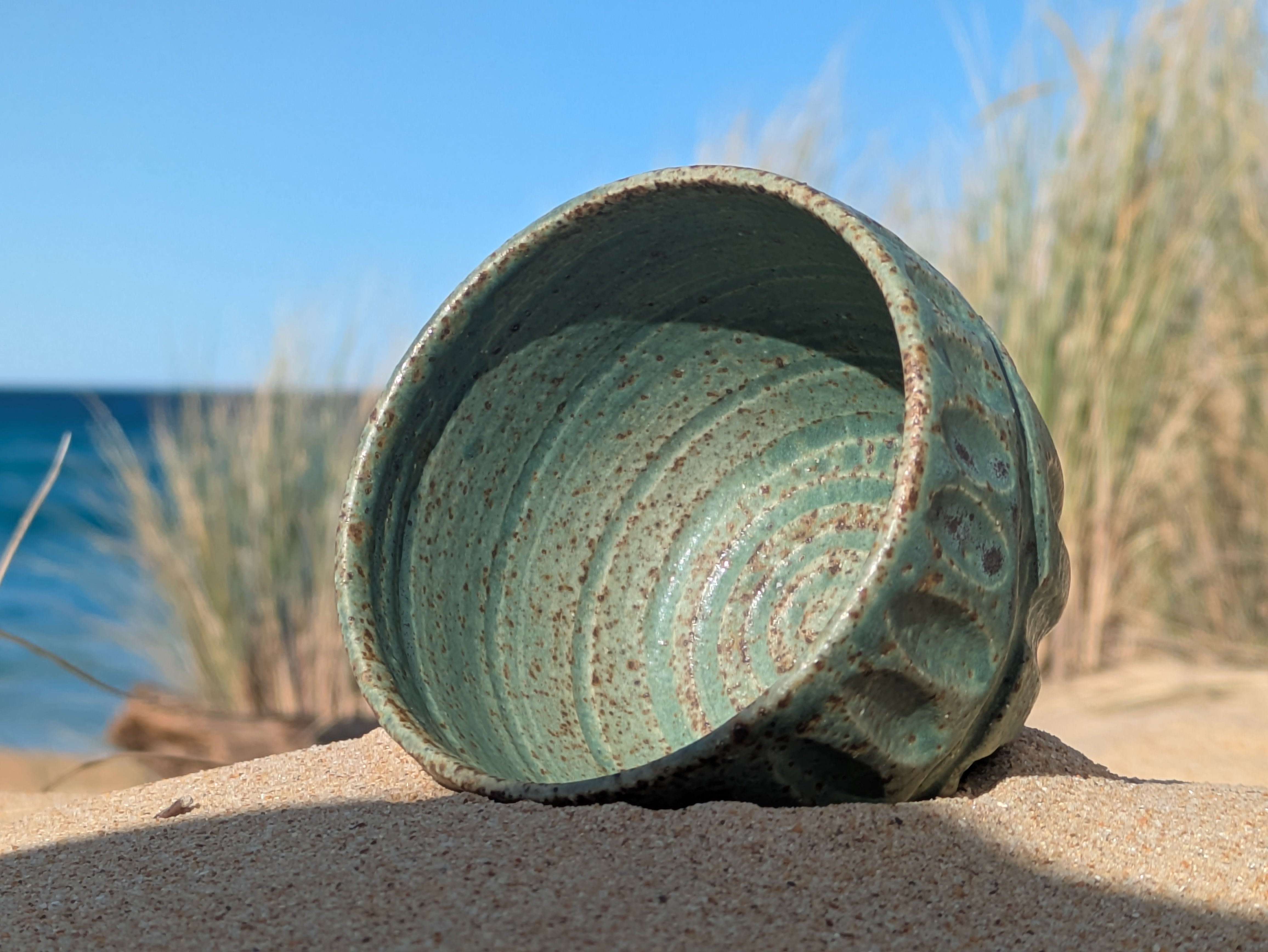 Gum leaf green fluted coffee bowl