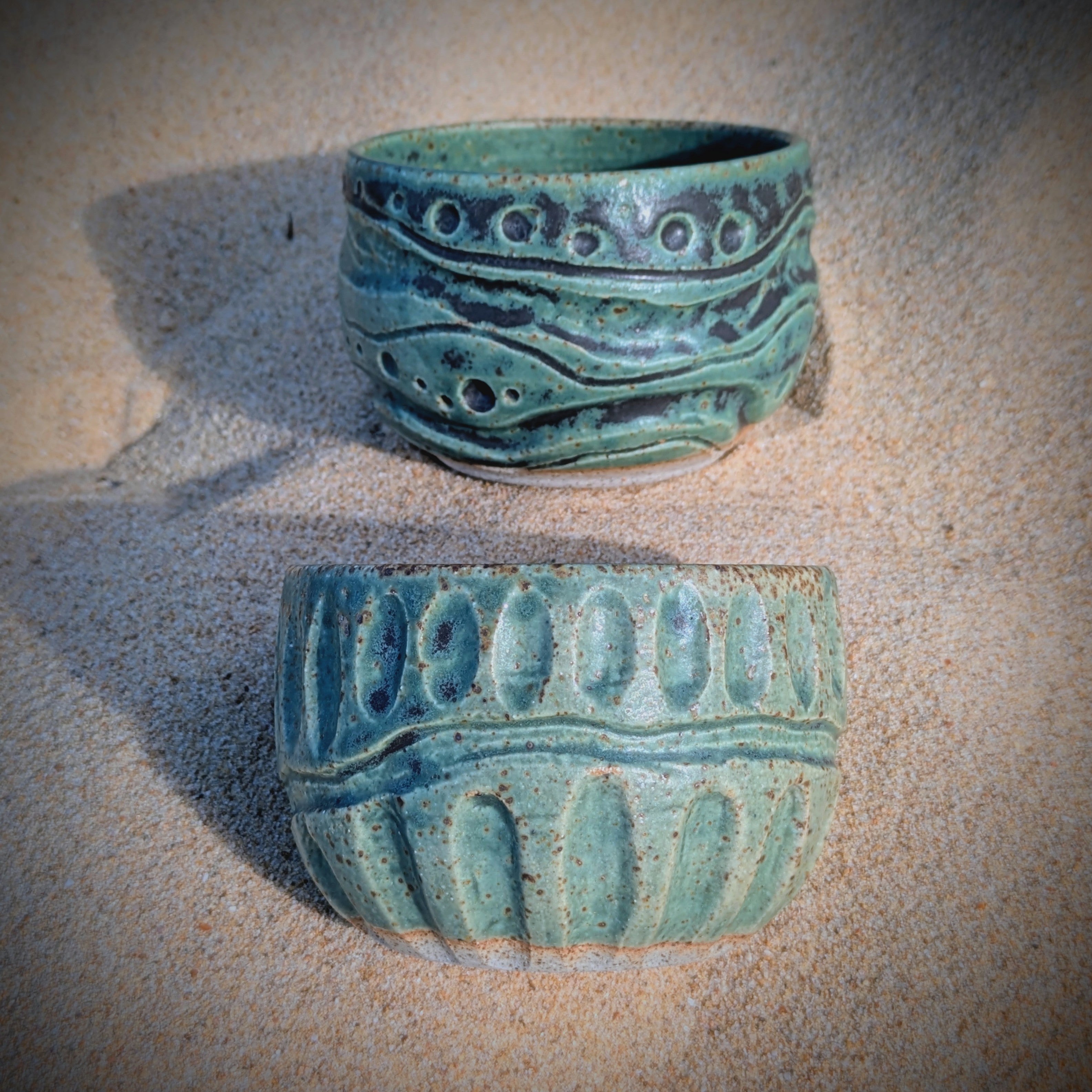 Gum leaf green fluted coffee bowl