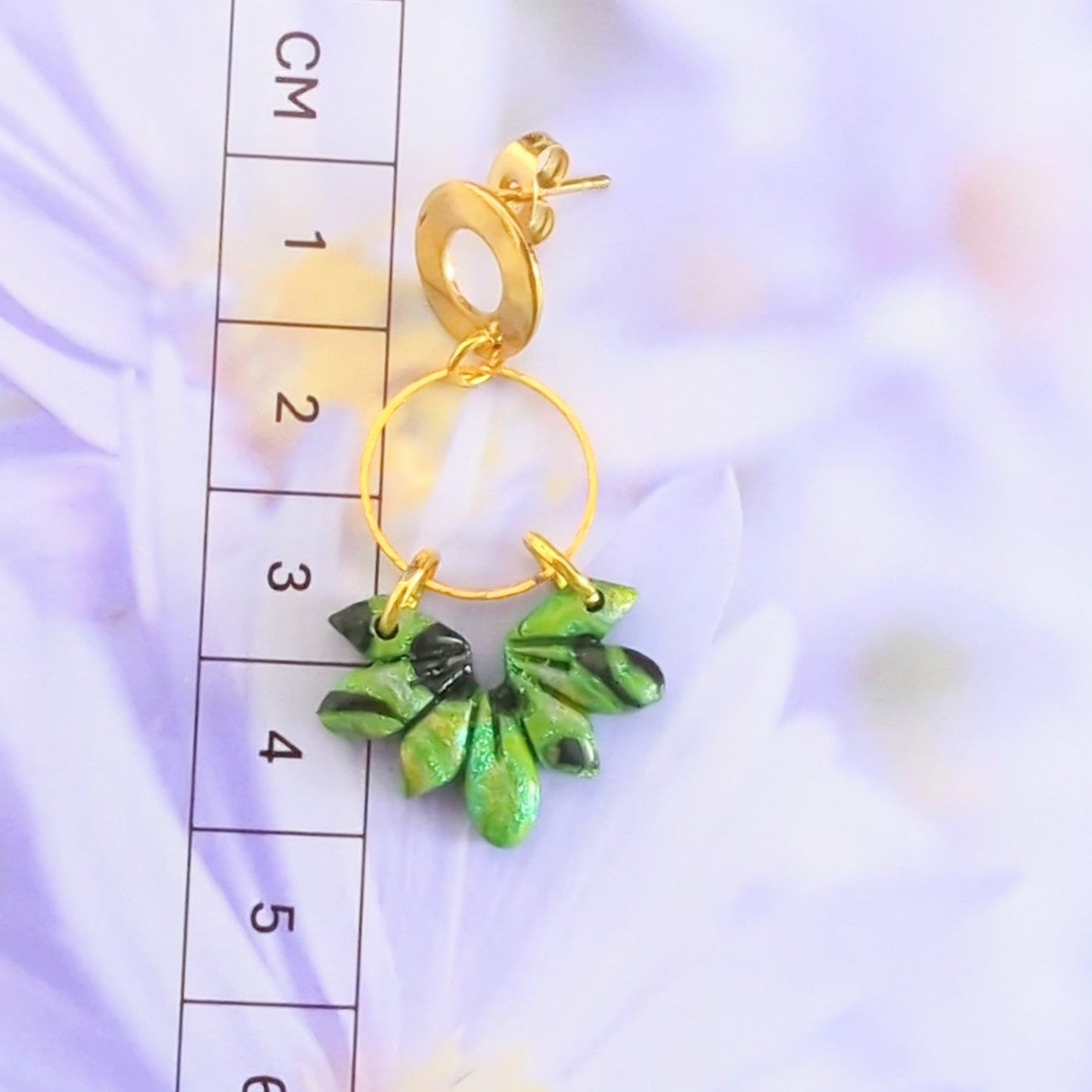 Mokume Gane Earrings in Green and Black