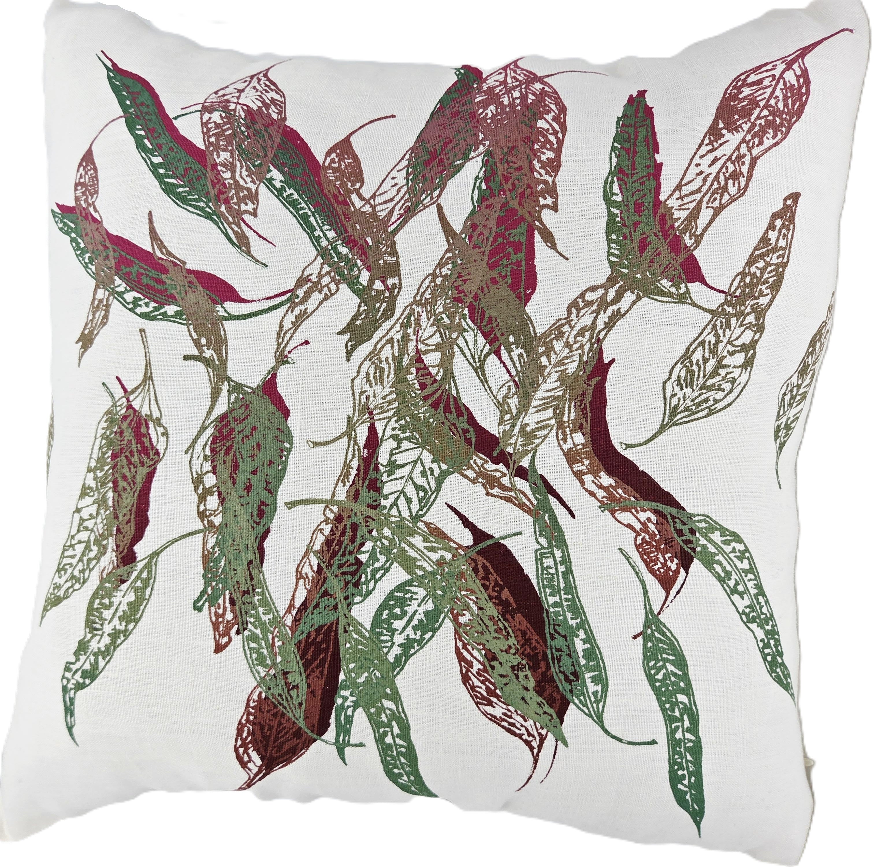 Hand Screen Printed Linen Cushion Covers- Fallen Leaves (2 colourways)