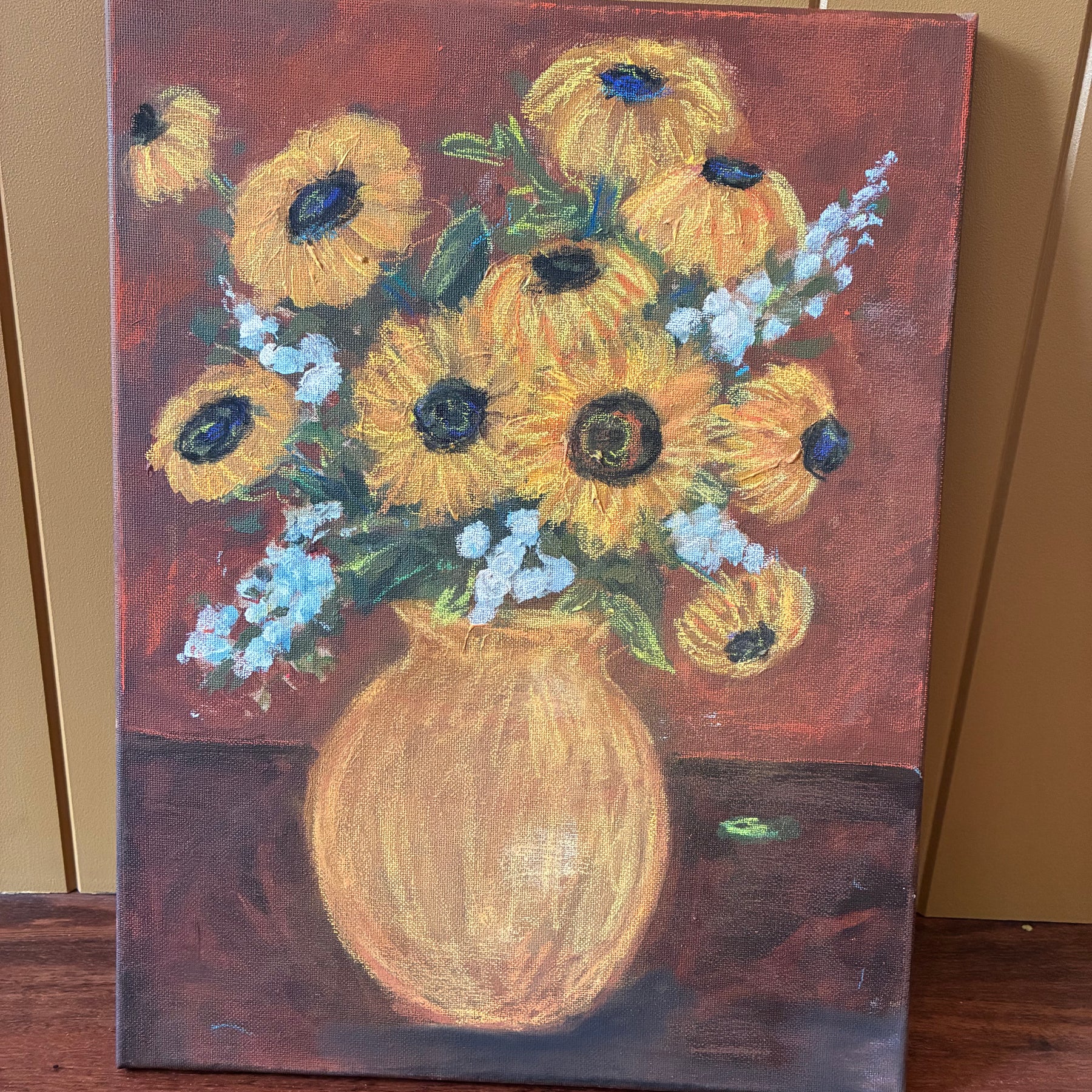 Original sunflower painting on canvas
