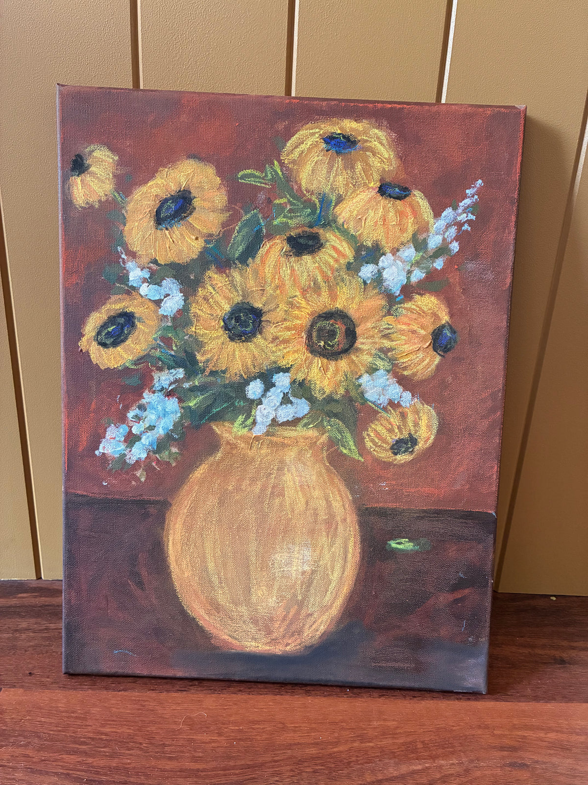 Original sunflower painting on canvas
