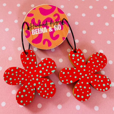 Handpainted flower earrings