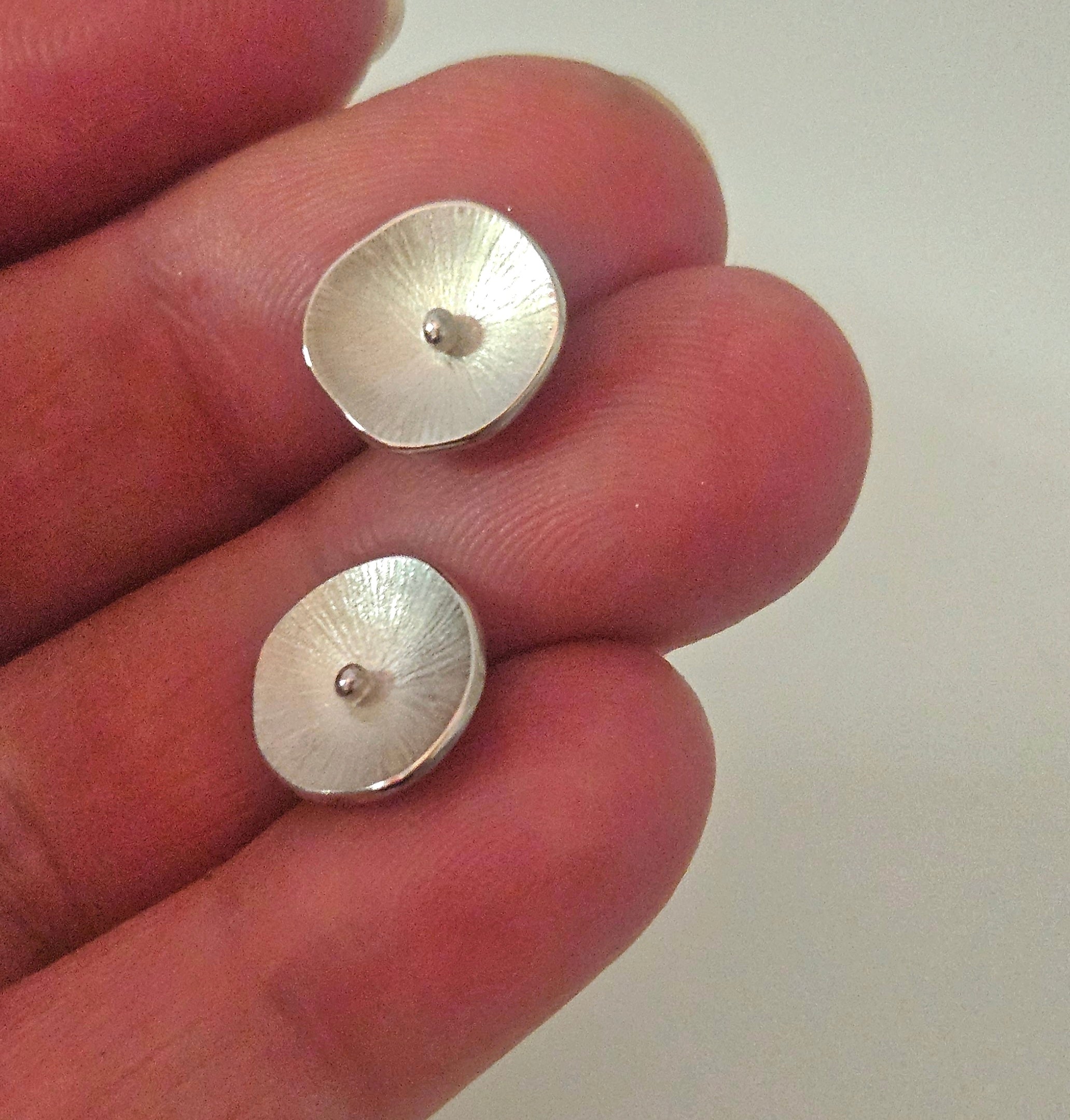 Handmade Silver Lotus Leaf Studs