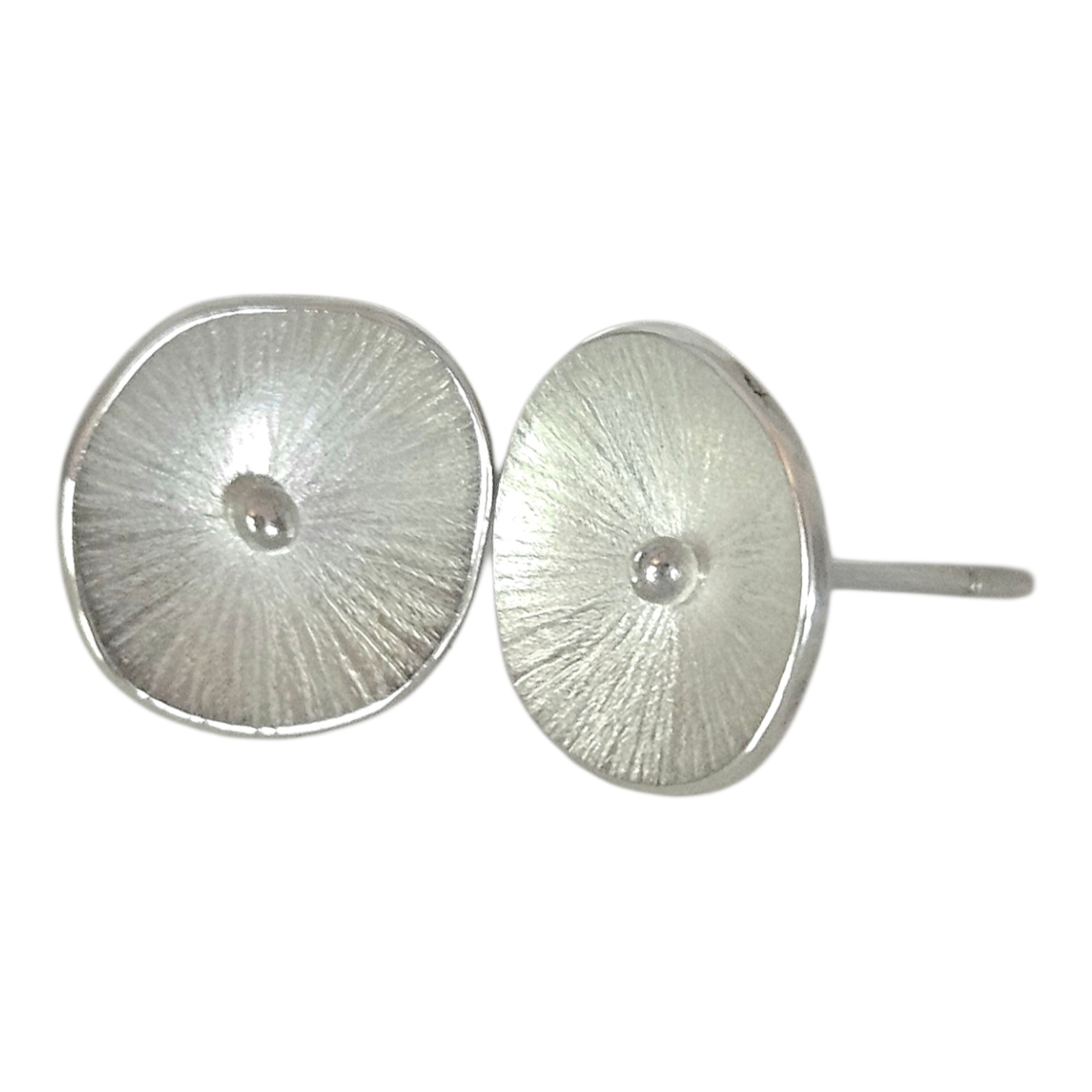 Handmade Silver Lotus Leaf Studs