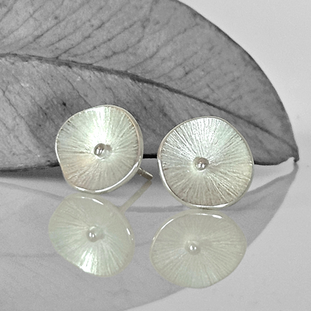 Handmade Silver Lotus Leaf Studs