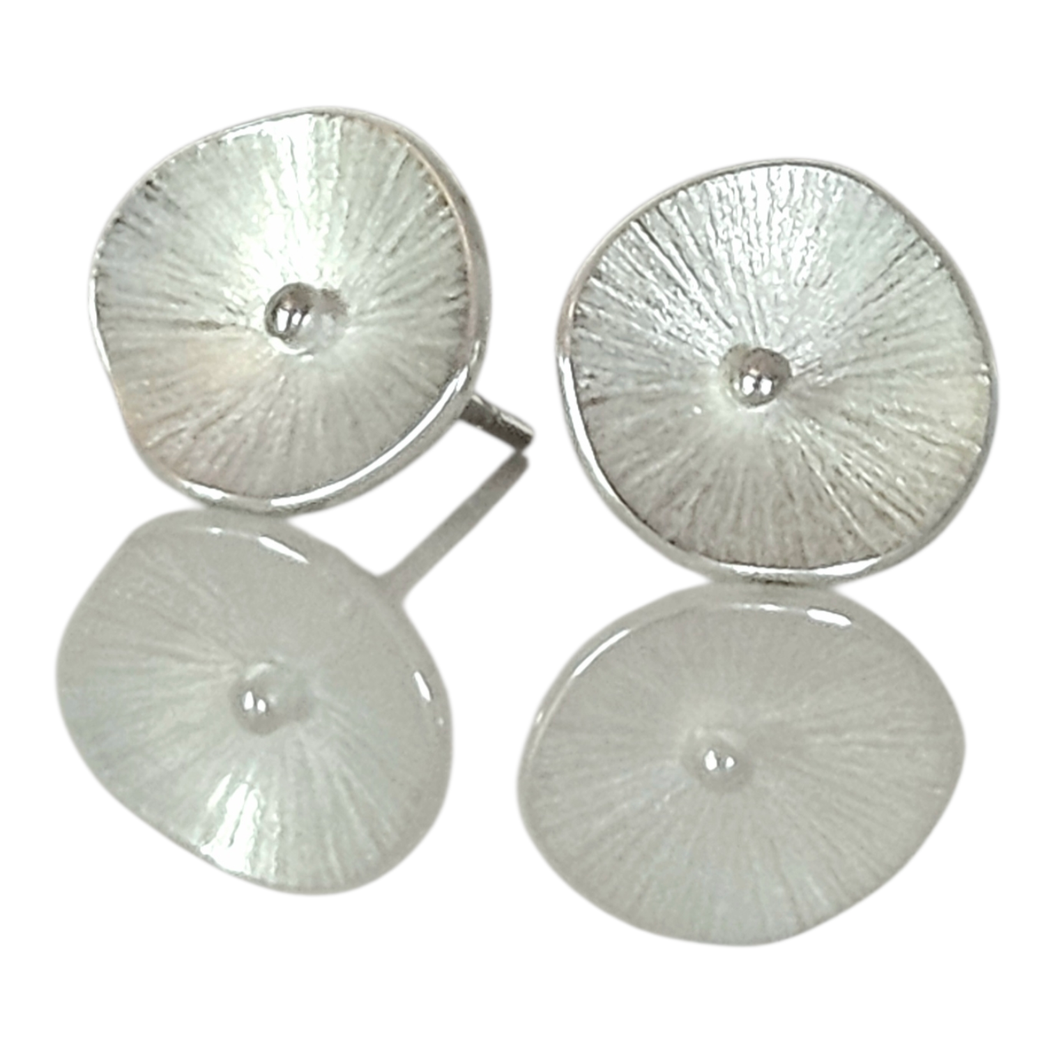 Handmade Silver Lotus Leaf Studs