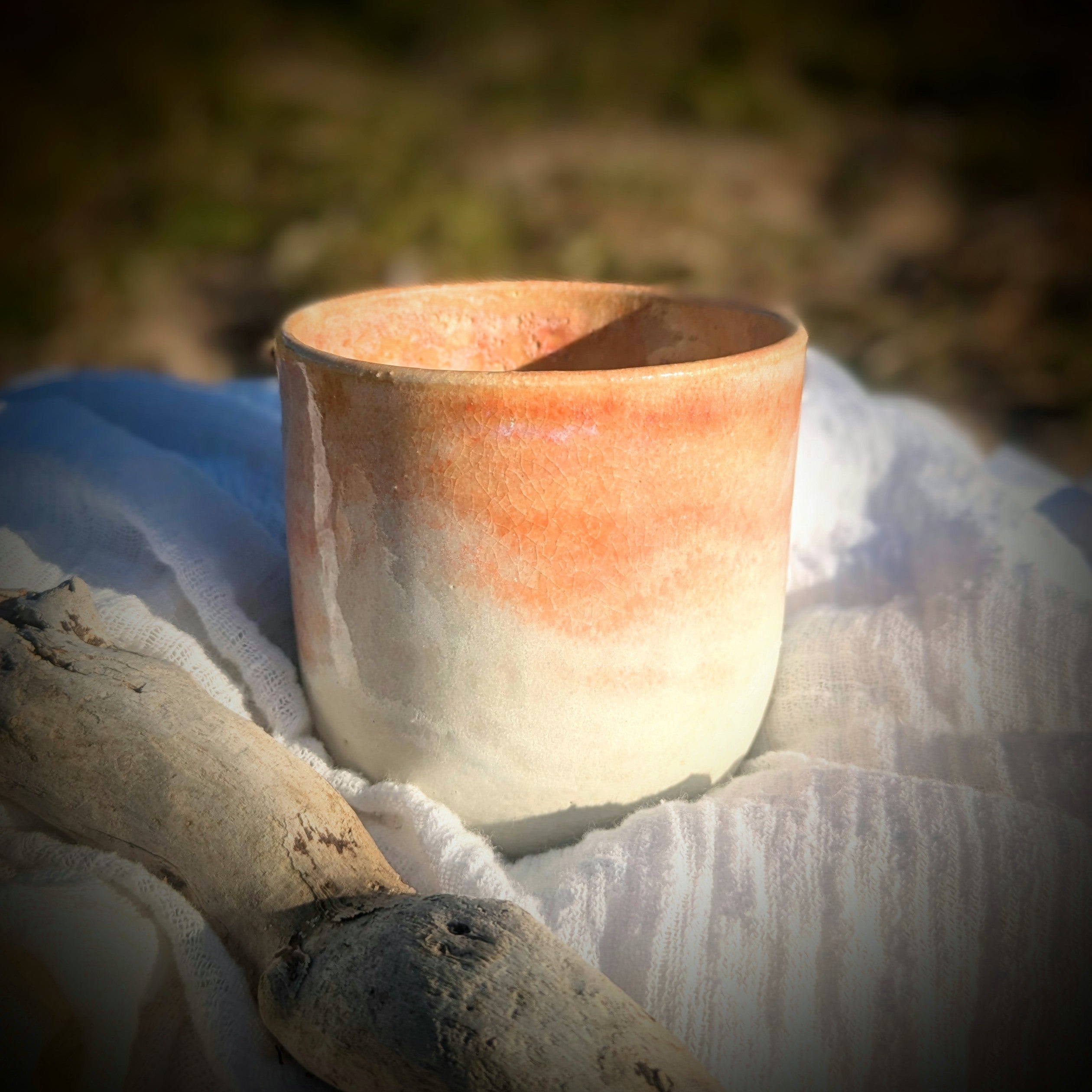 Amber and white cup