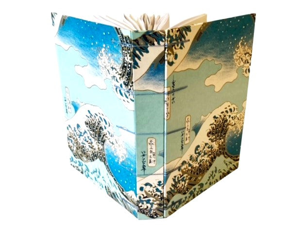 Handmade Hard Cover Journal, Japanese Wave Cover