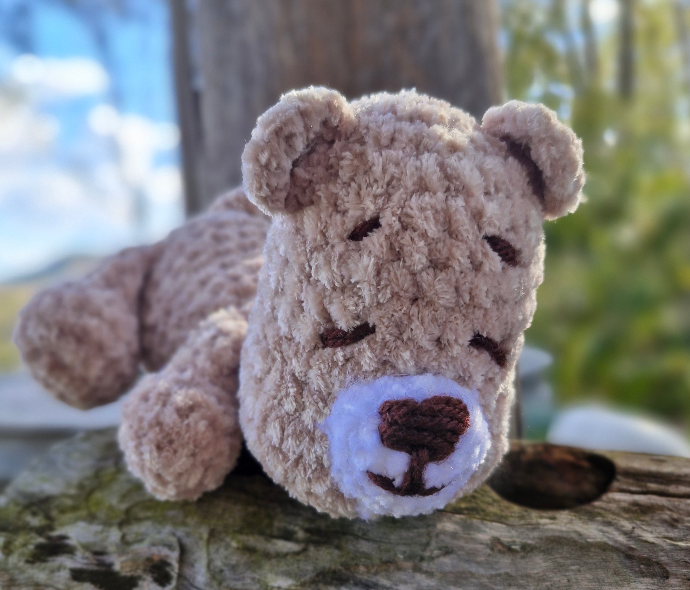Handmade Crochet super cute Brown Sleepy Baby Bear