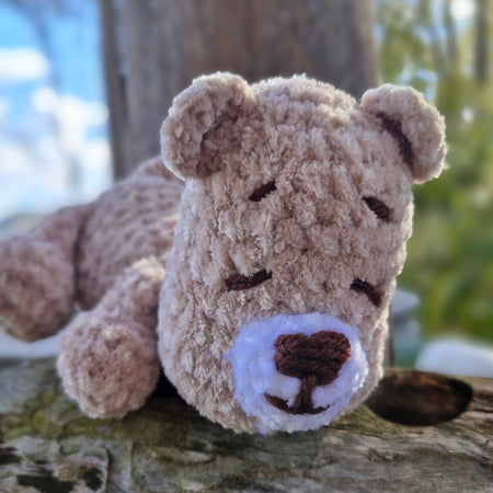 Handmade Crochet super cute Brown Sleepy Baby Bear