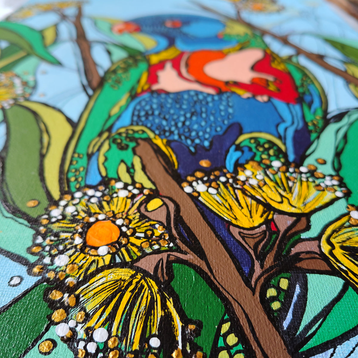 A3 ORIGINAL ARTWORK - "Rainbow Nectar Nibbler" - Abstract Art