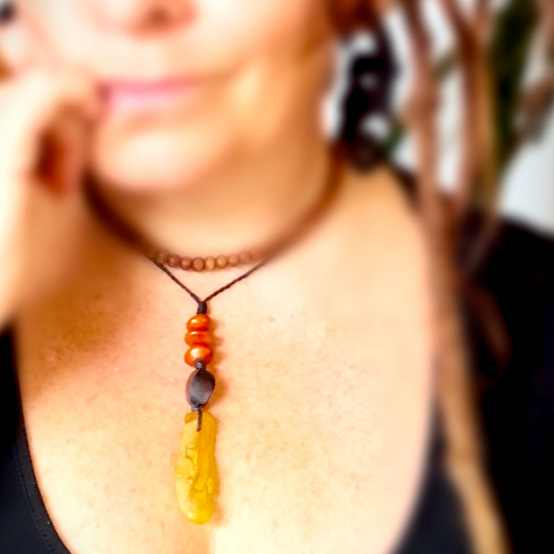 •| SEED PODS | WOOD | AMBER |•  natural talisman necklace