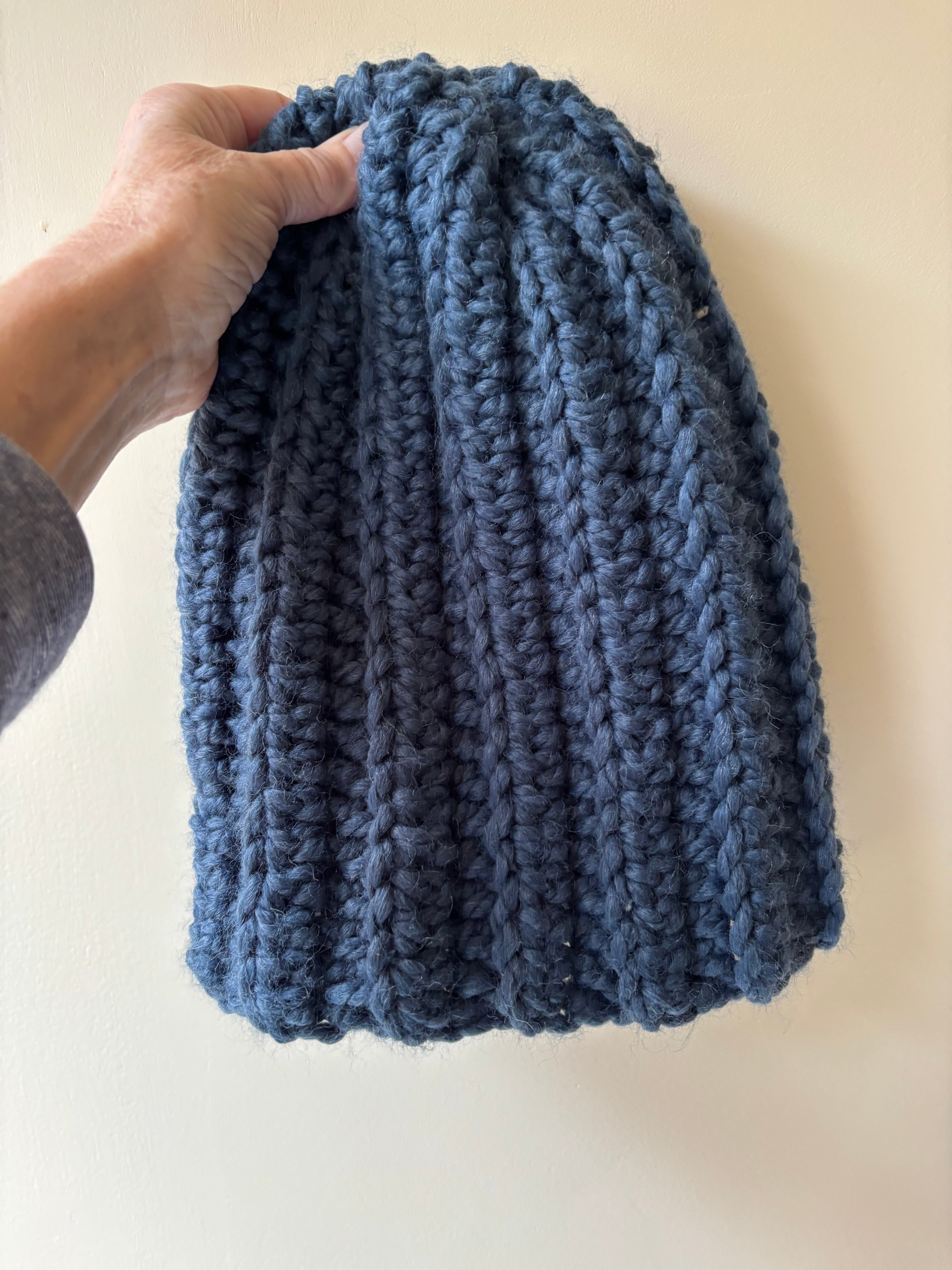 Hand Crocheted Beanie | Super Chunky | Light Navy Blue | Unisex