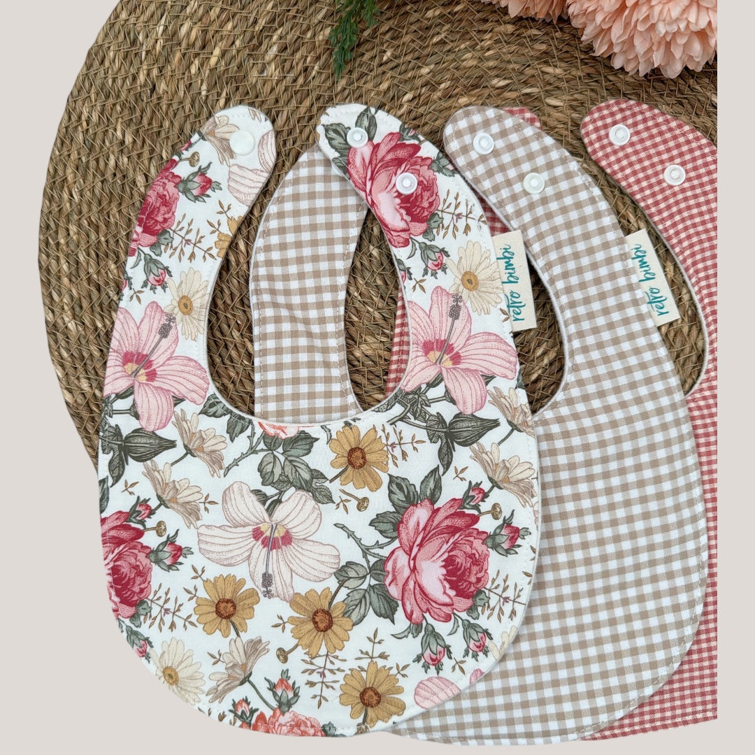 3 Dribble Bibs - Vintage Floral