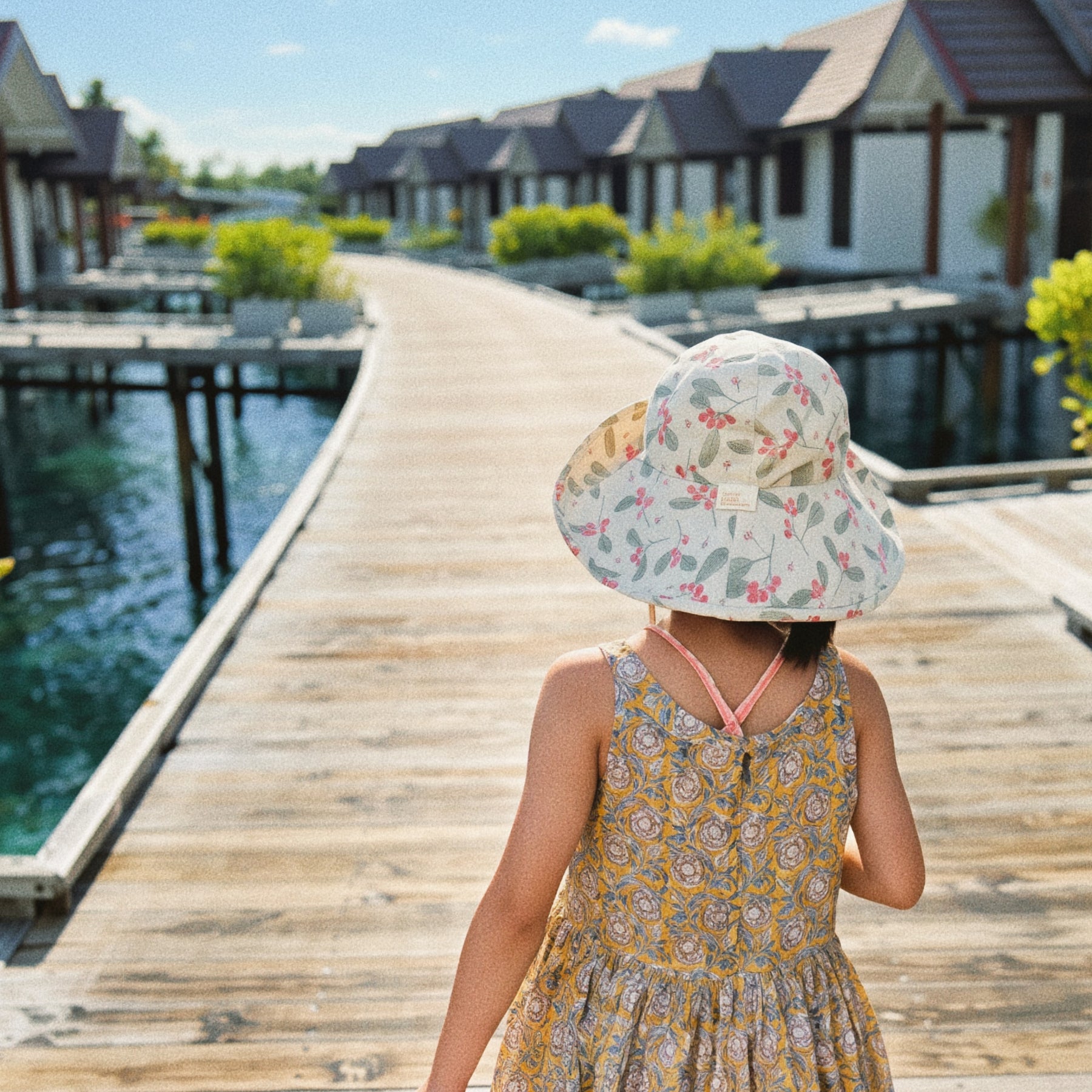 Kids Wide Brim Cotton Summer Sun Hat, Kids Floral Summer Hat