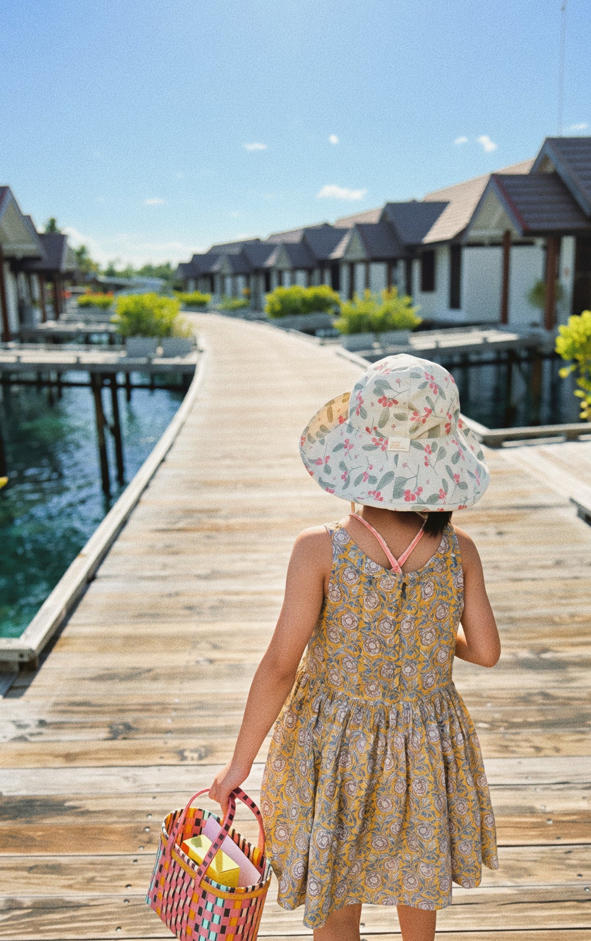 Kids Wide Brim Cotton Summer Sun Hat, Kids Floral Summer Hat