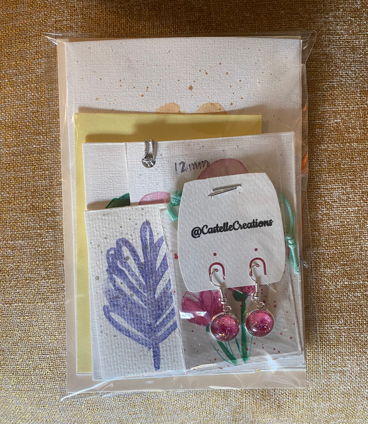 All Occasion Gift Bag – 6 Hand Painted Cards & Bookmarks plus a Pair of Earrings!