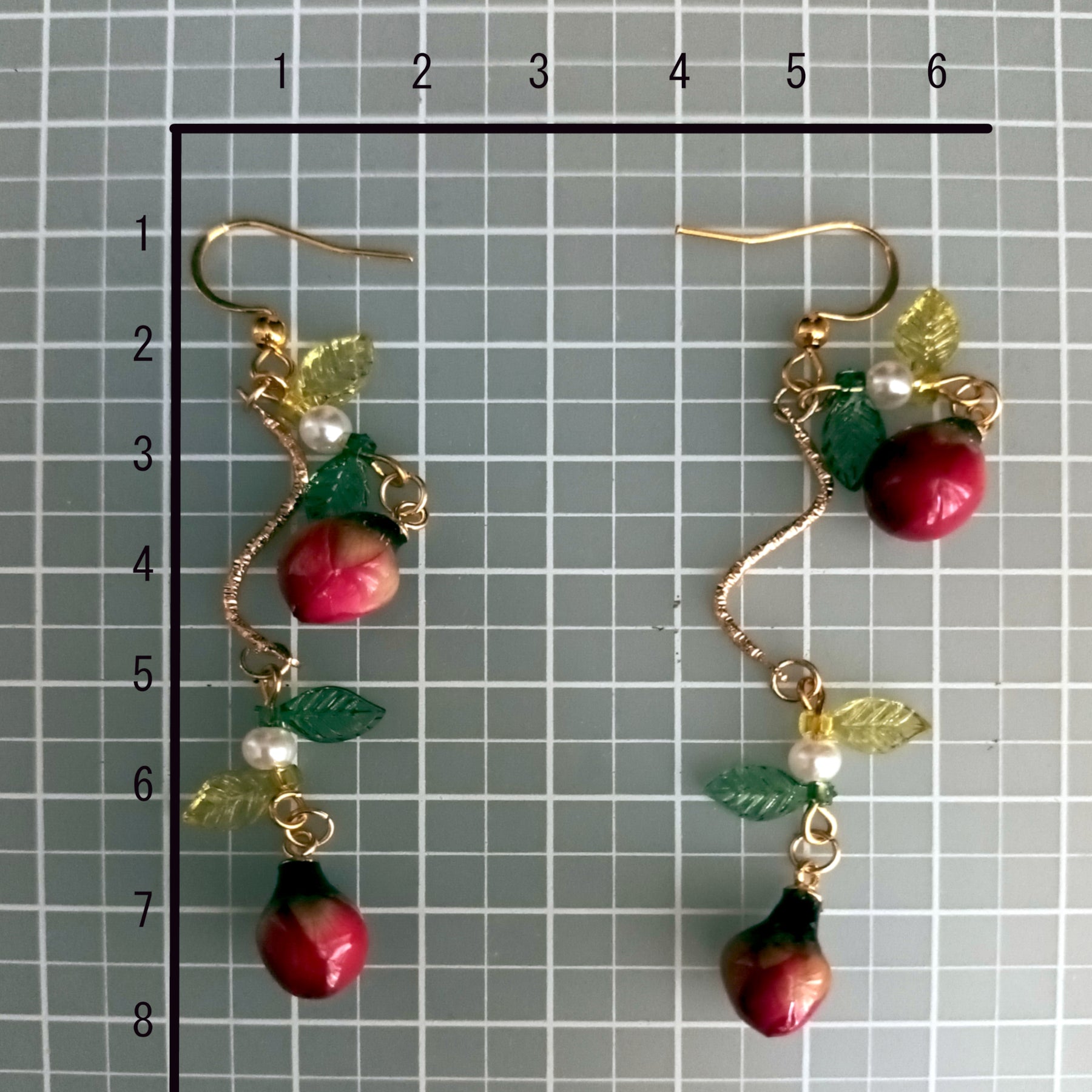 Golden Vine with Real Mini Rose Buds Earrings