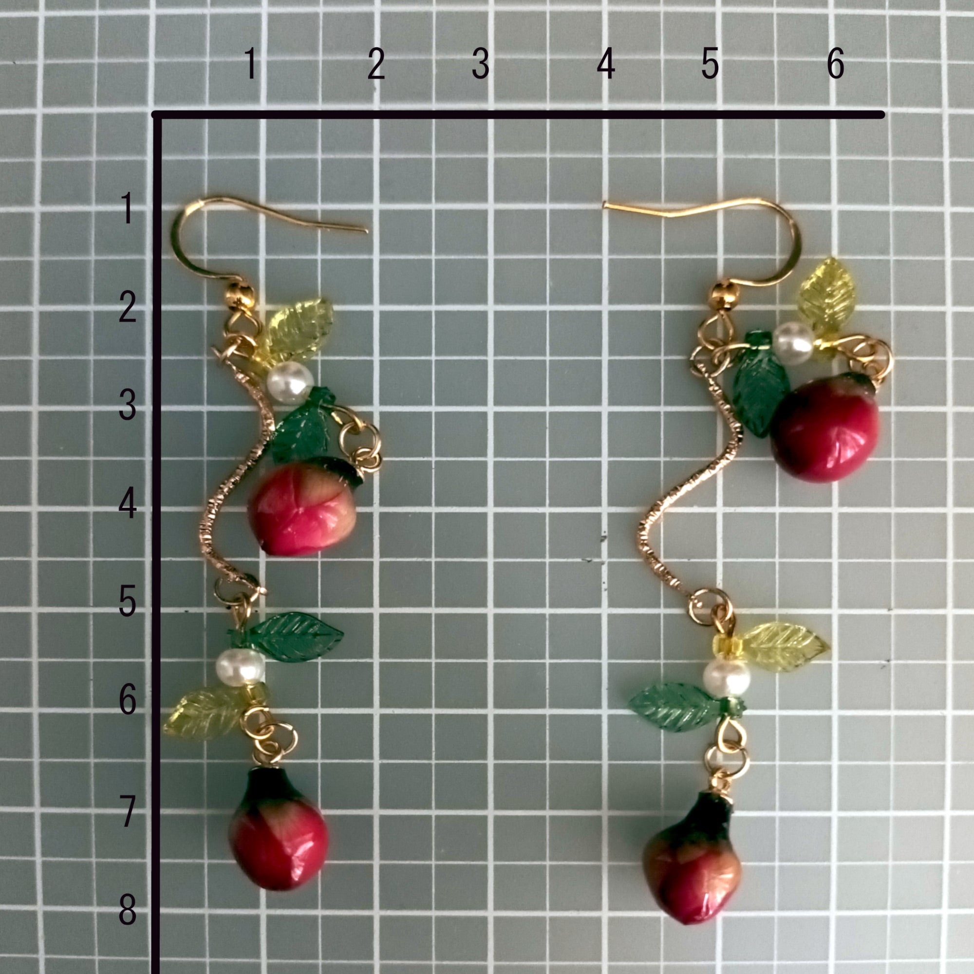 Golden Vine with Real Mini Rose Buds Earrings