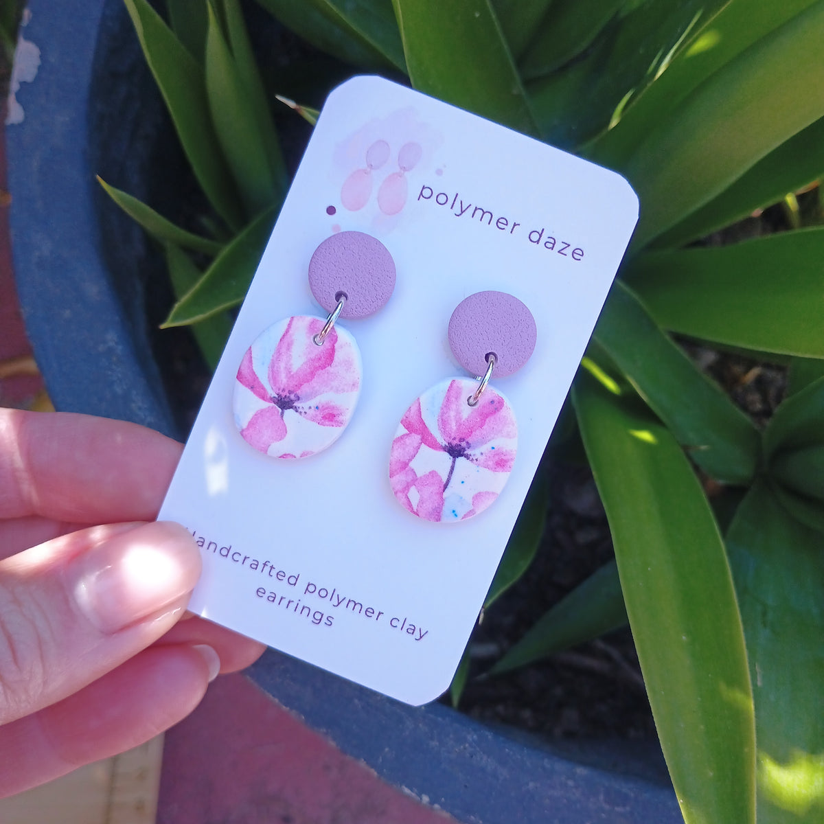 Lavender floral print earrings
